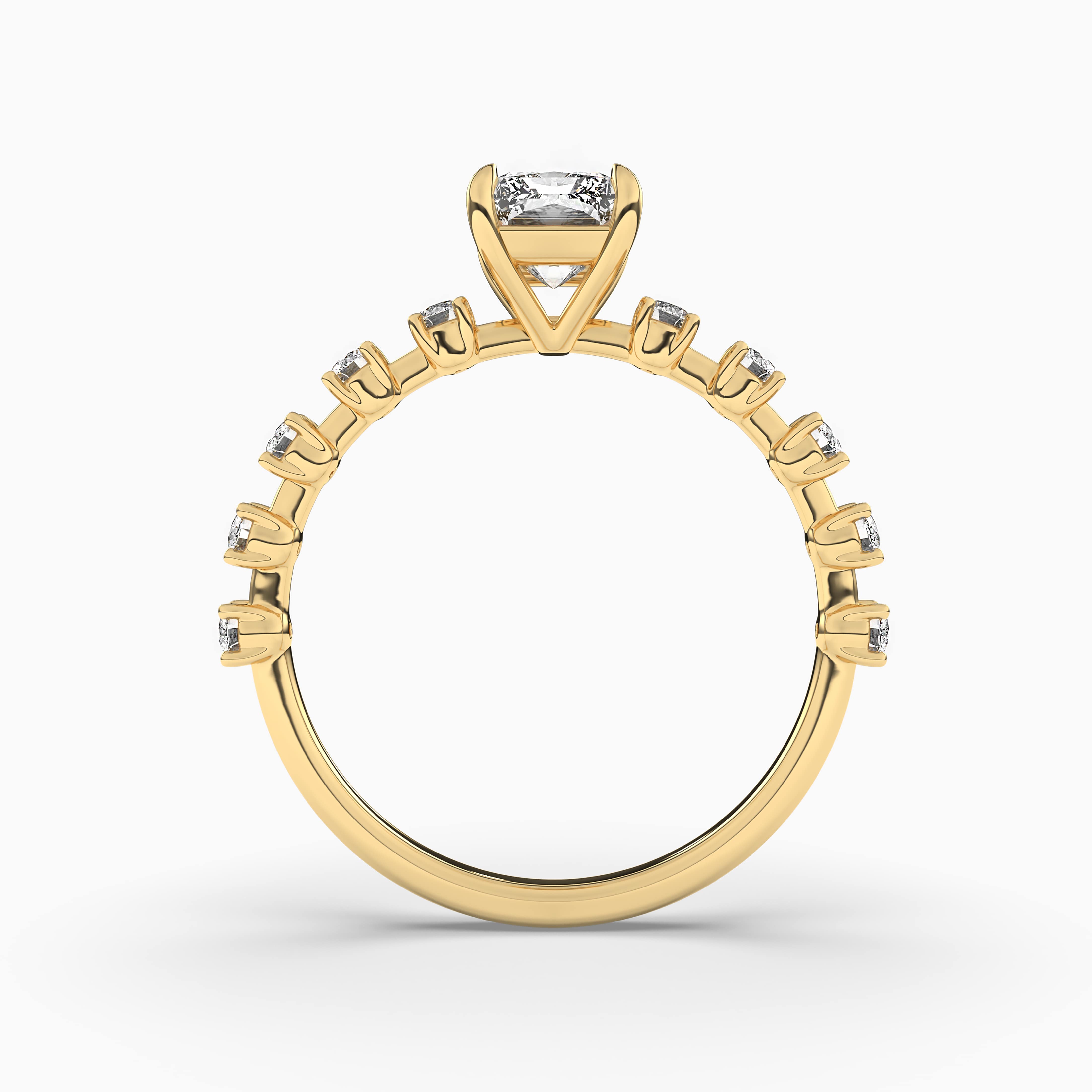 Yellow Gold Radiant Cut Engagement Ring Solitaire with Side Stones
