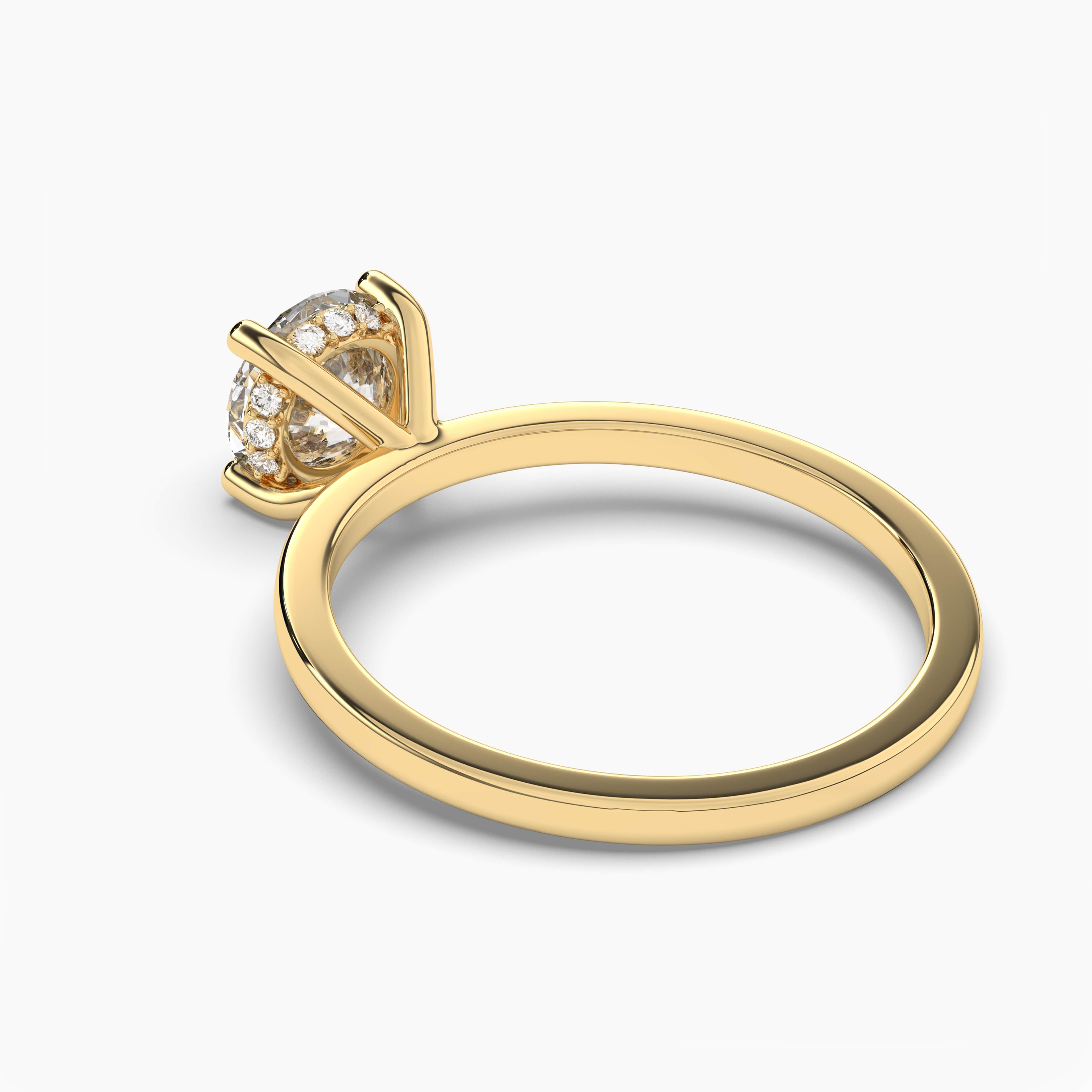 Round Cut Moissanite Secret Halo Diamond Engagement Ring