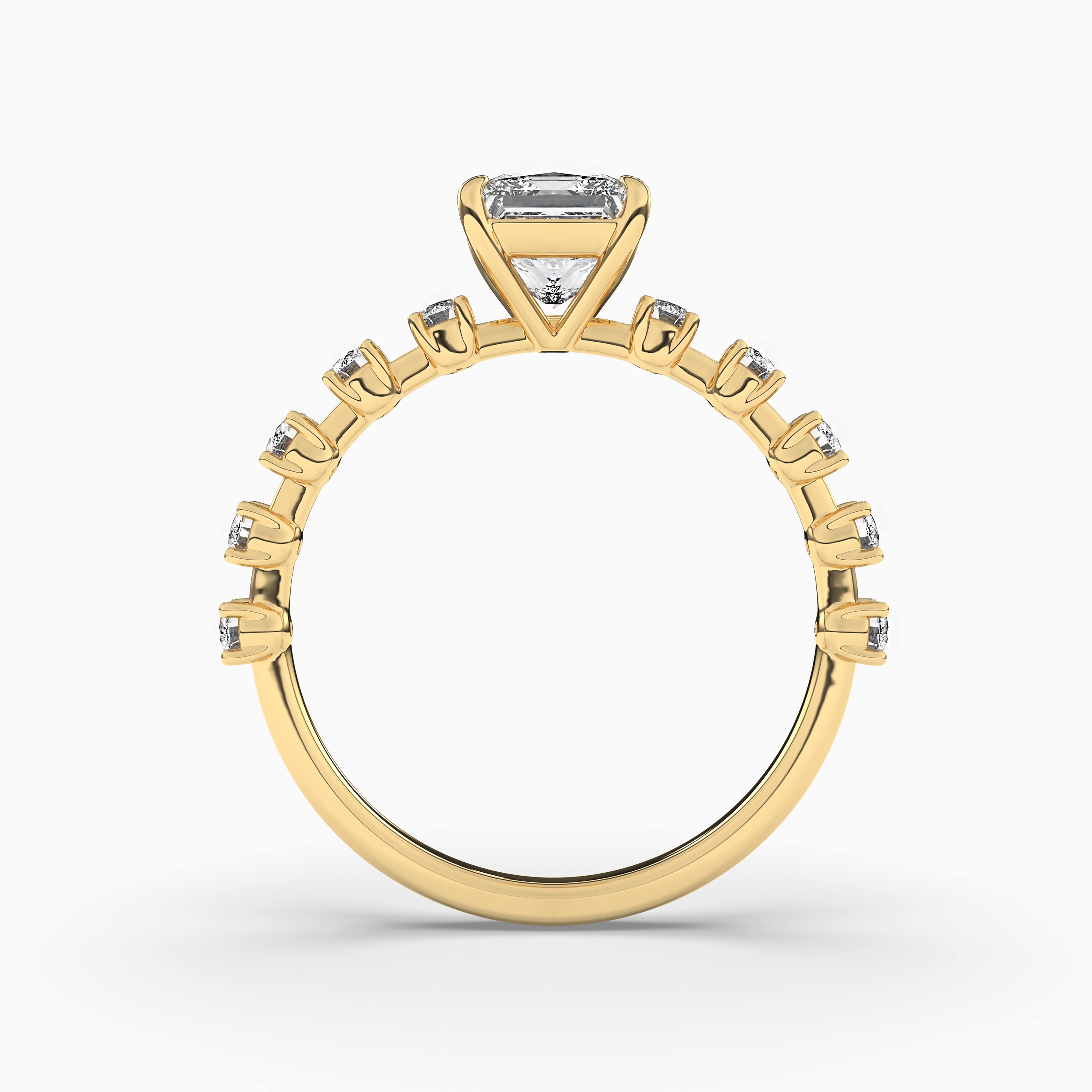 1.00Carat Princess Cut Moissanite Engagement Ring with Pave Diamonds