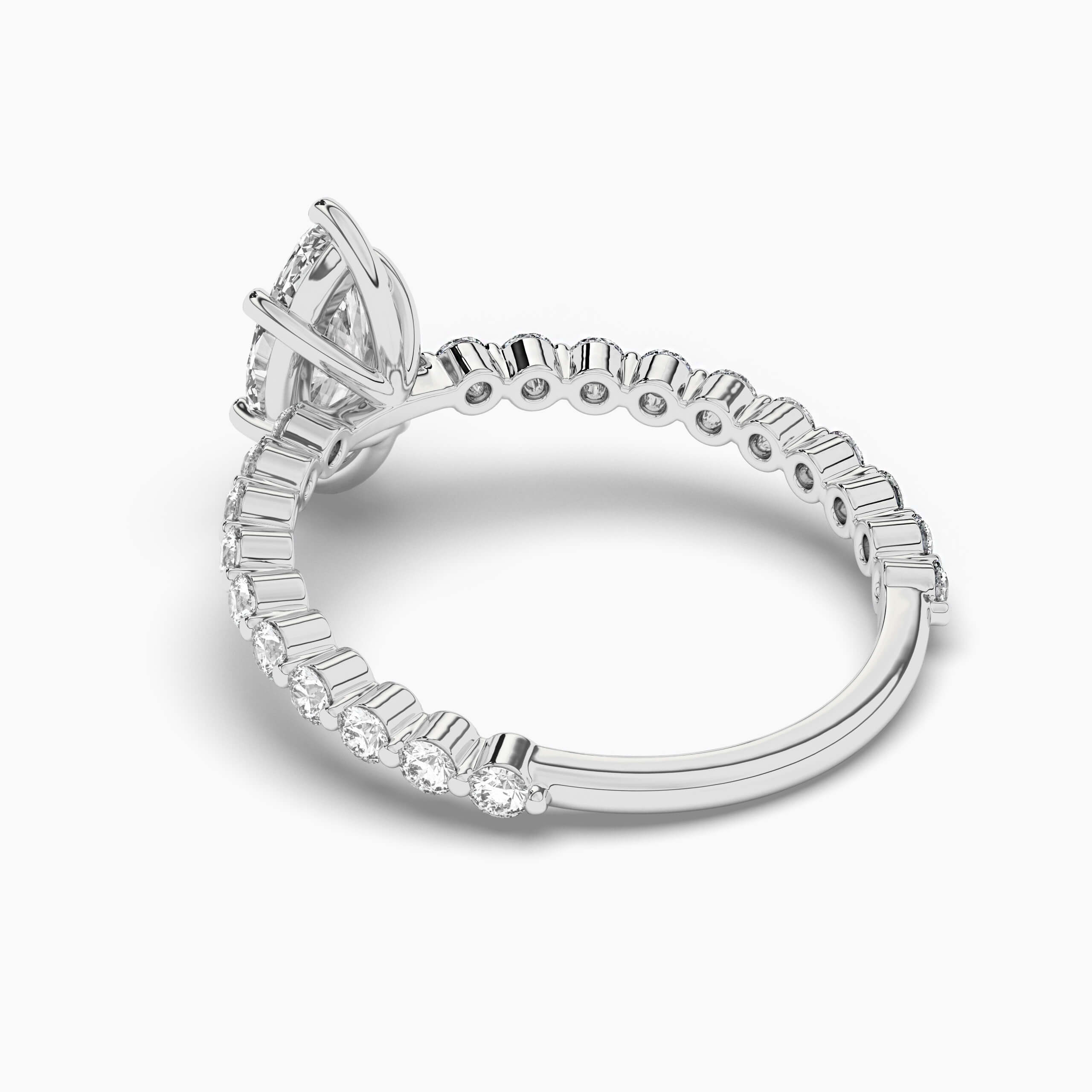 Marquise Cut Natural Diamond Marquise Side Stones  Shank Diamond Engagement Ring