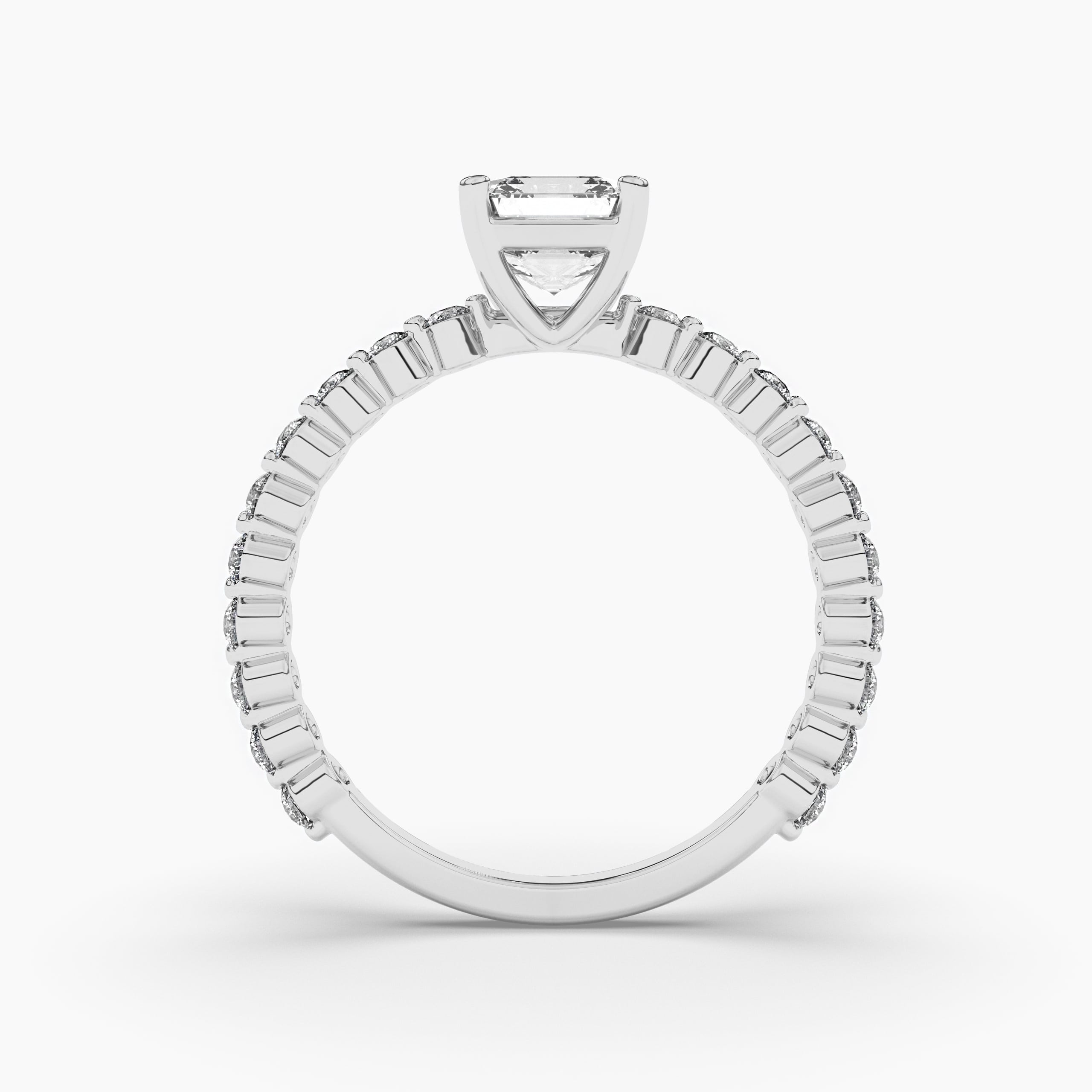 Asscher Cut Diamond Engagement Ring Blue Sapphire Ring in White Gold
