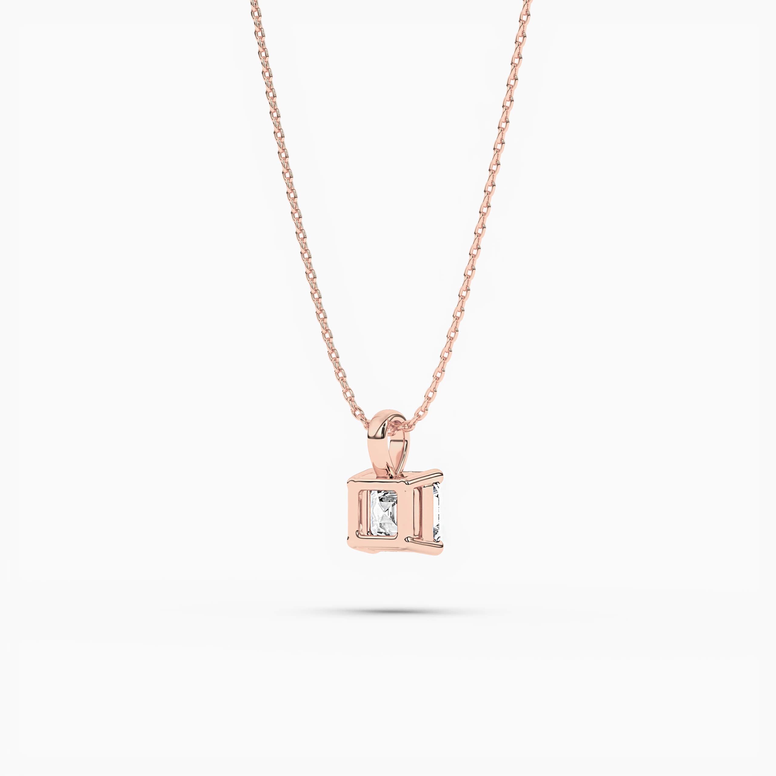 Asscher Cut Diamond Pendant-Necklace Rose Gold