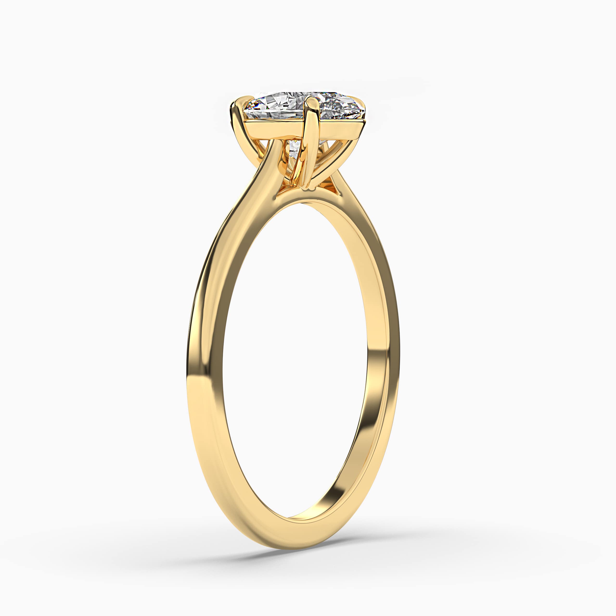 Oval Cut Solitaire Diamond Yellow Gold Engagement Ring