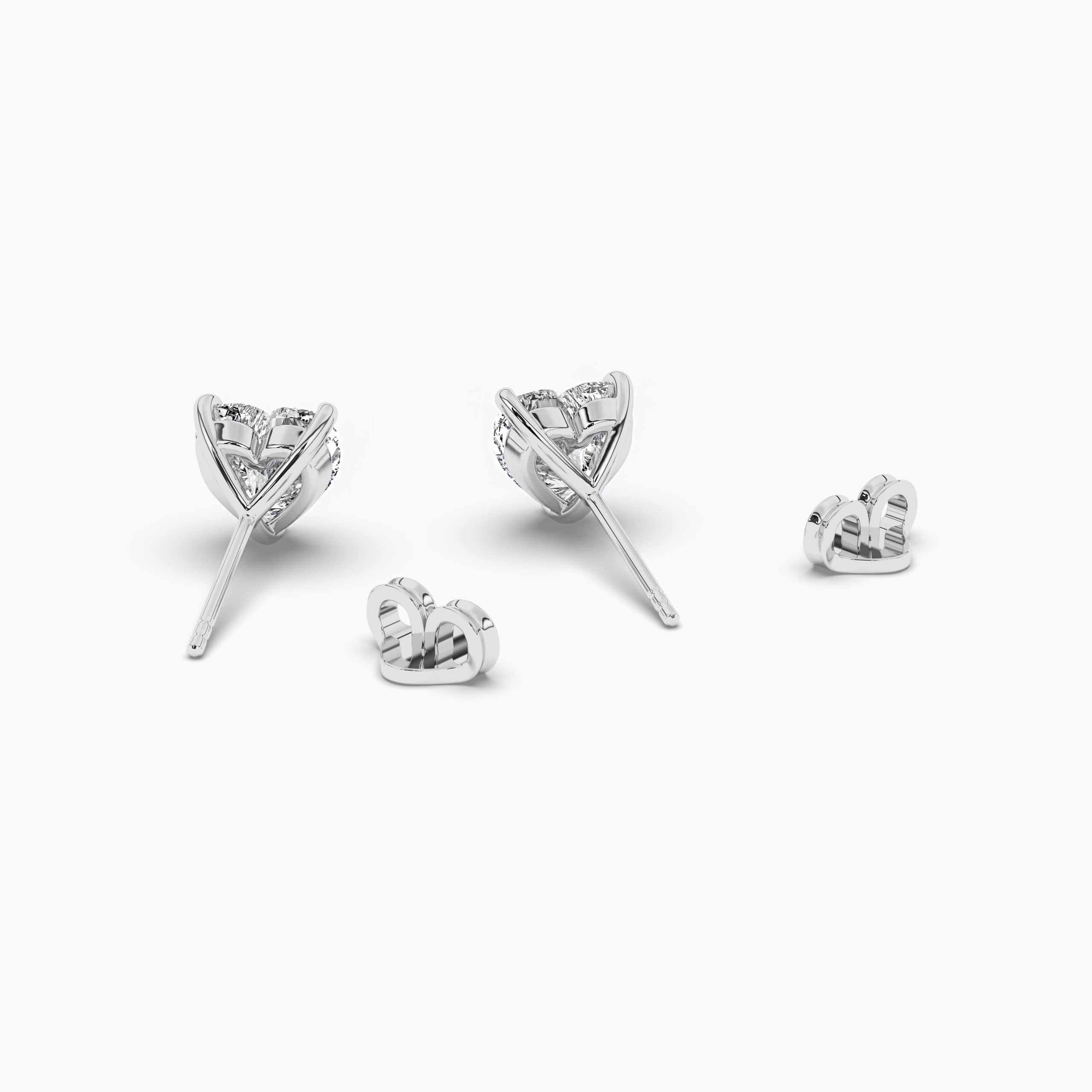 Heart Cut Solitaire Diamond Stud Earring