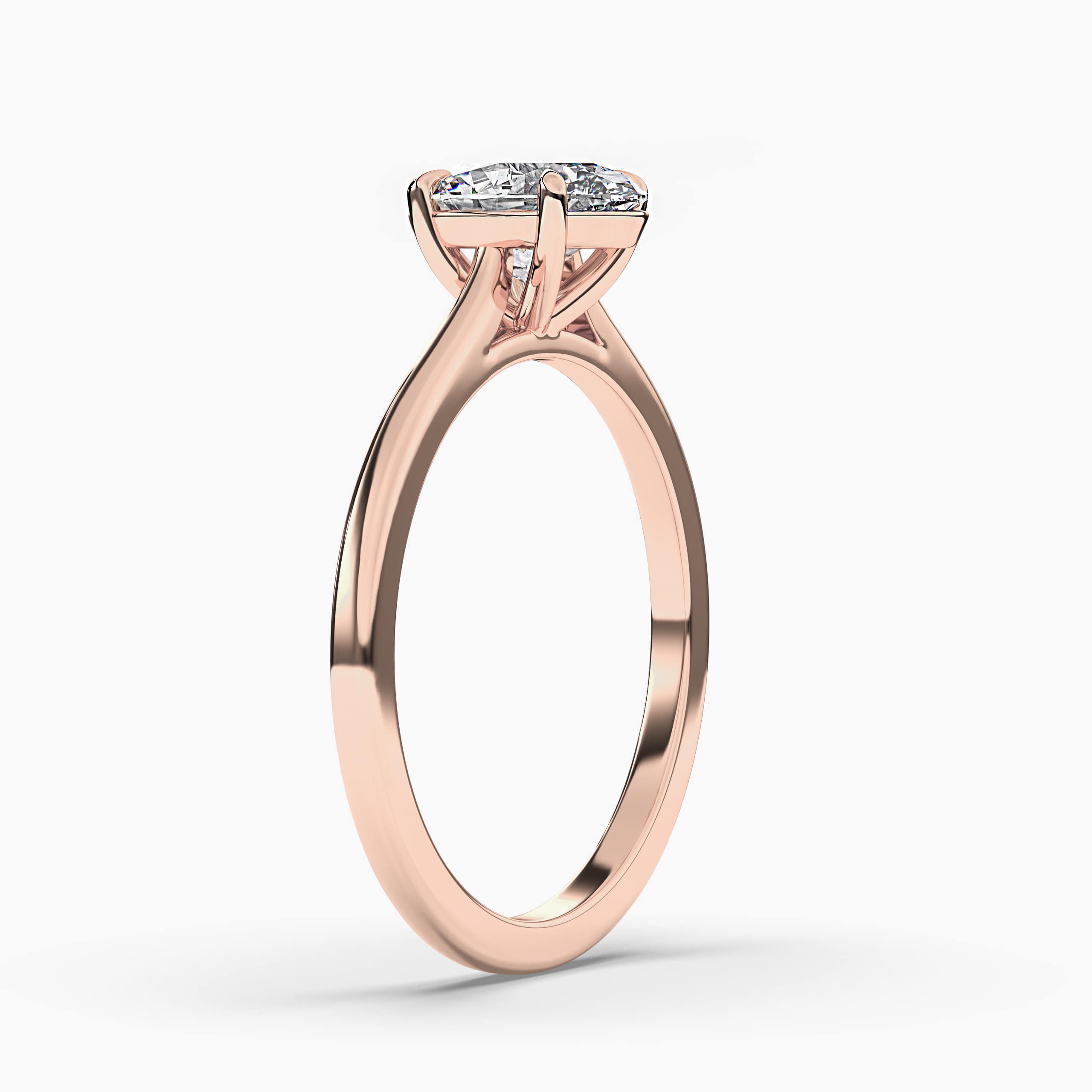 Oval Cut Engagement Ring Solid Rose Gold 