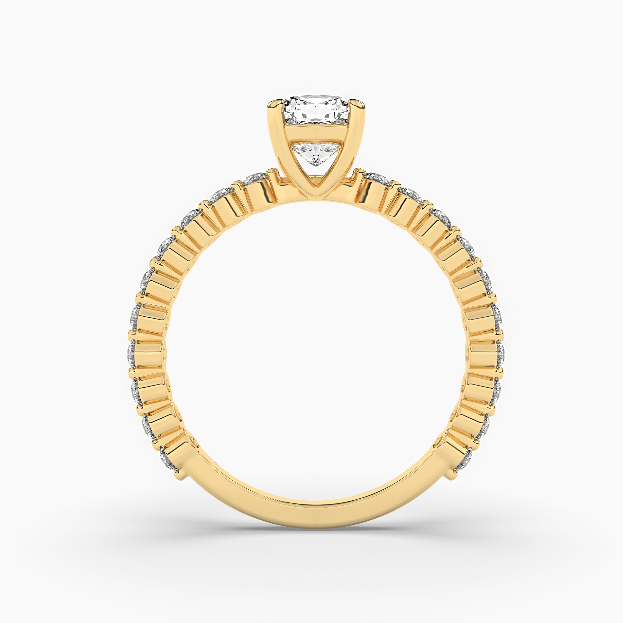 Yellow Gold Round Diamond Engagement Ring 