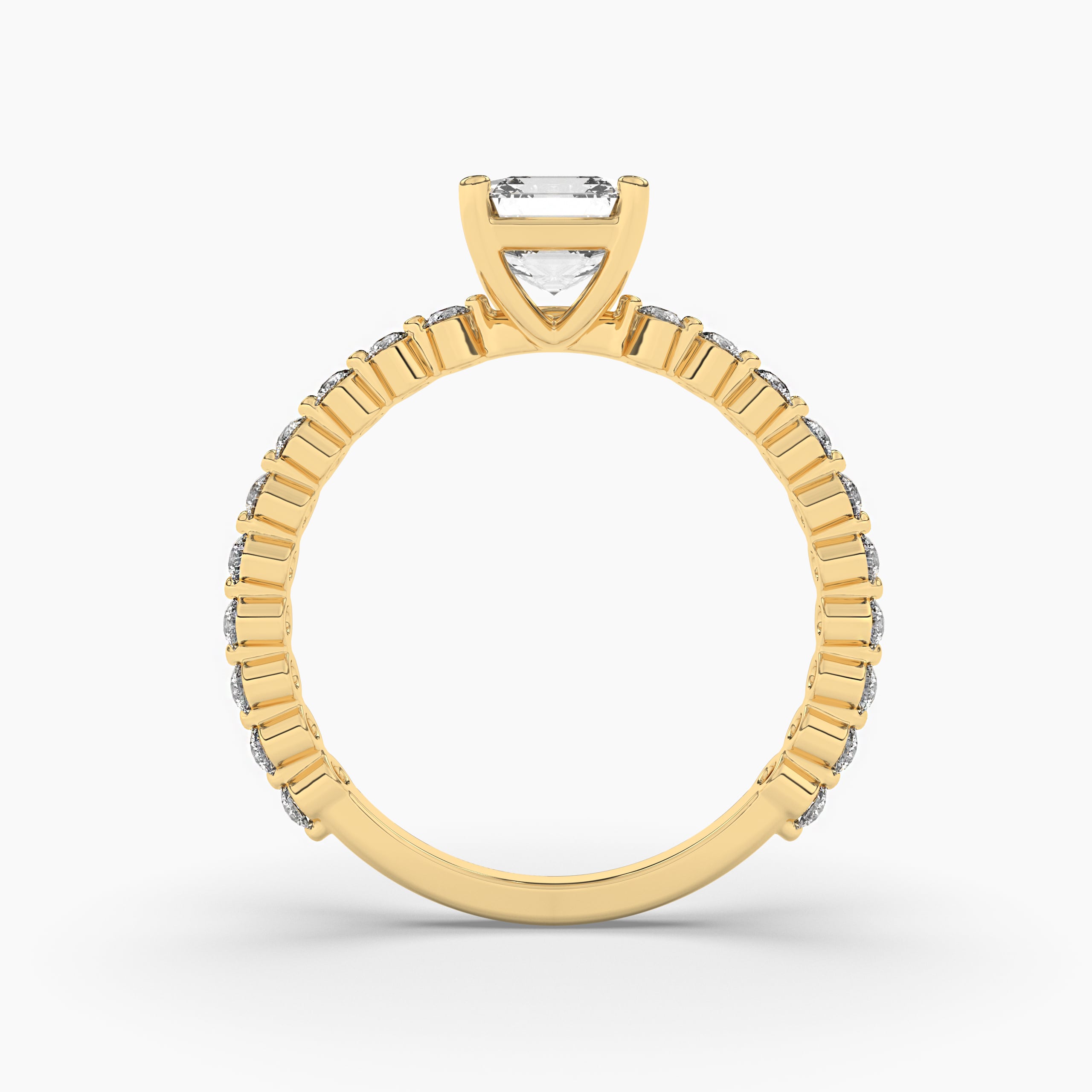 Asscher Cut Yellow Gold Engagement Ring 