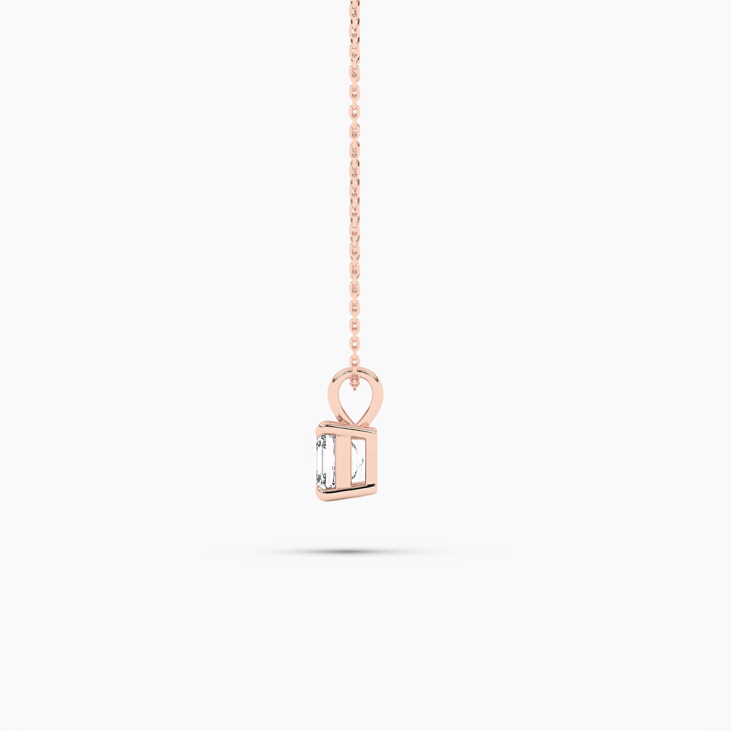 Rose Gold Princess Cut Diamond Solitaire Pendant