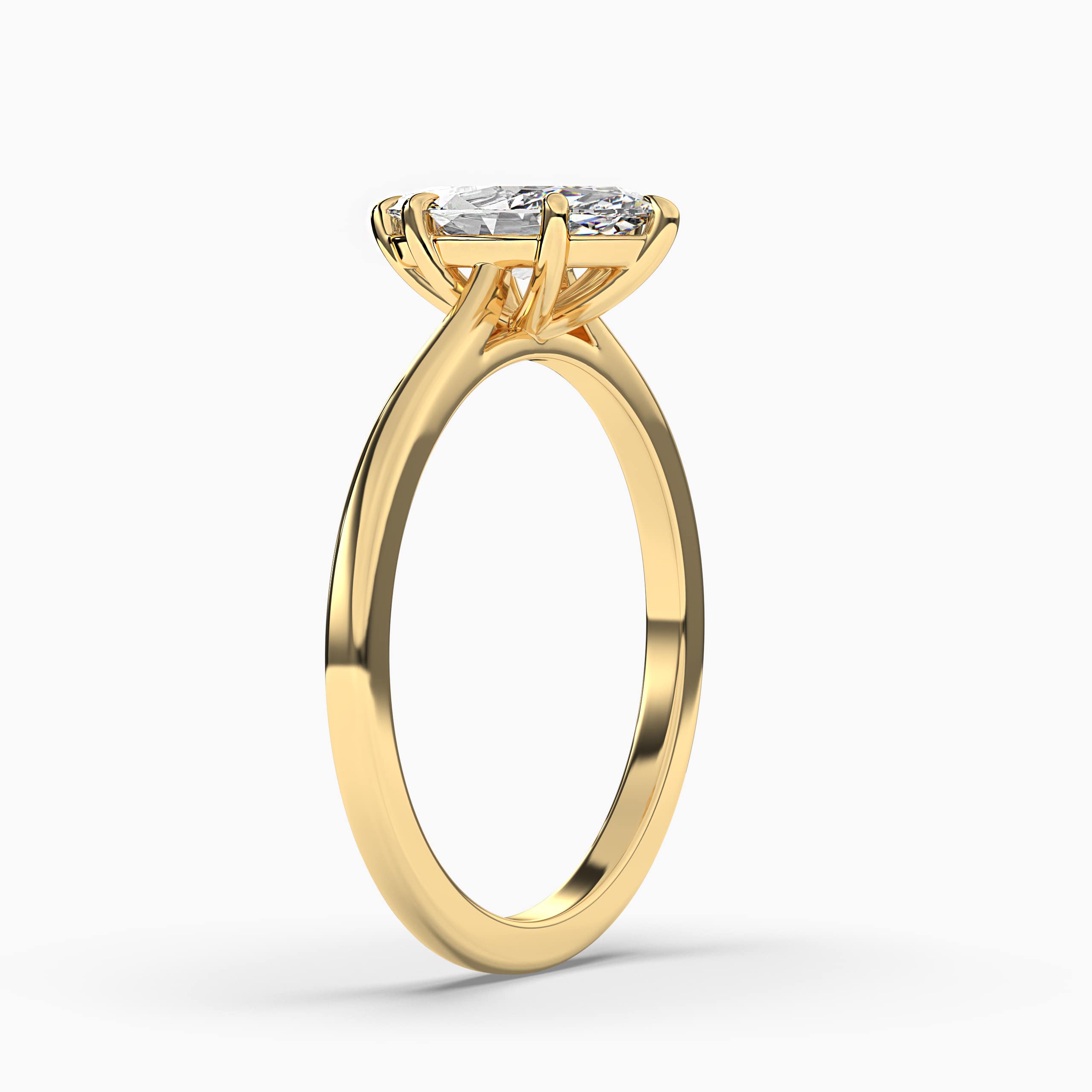 Yellow Gold Custom Solitaire Marquise Diamond Engagement Ring Yellow Gold