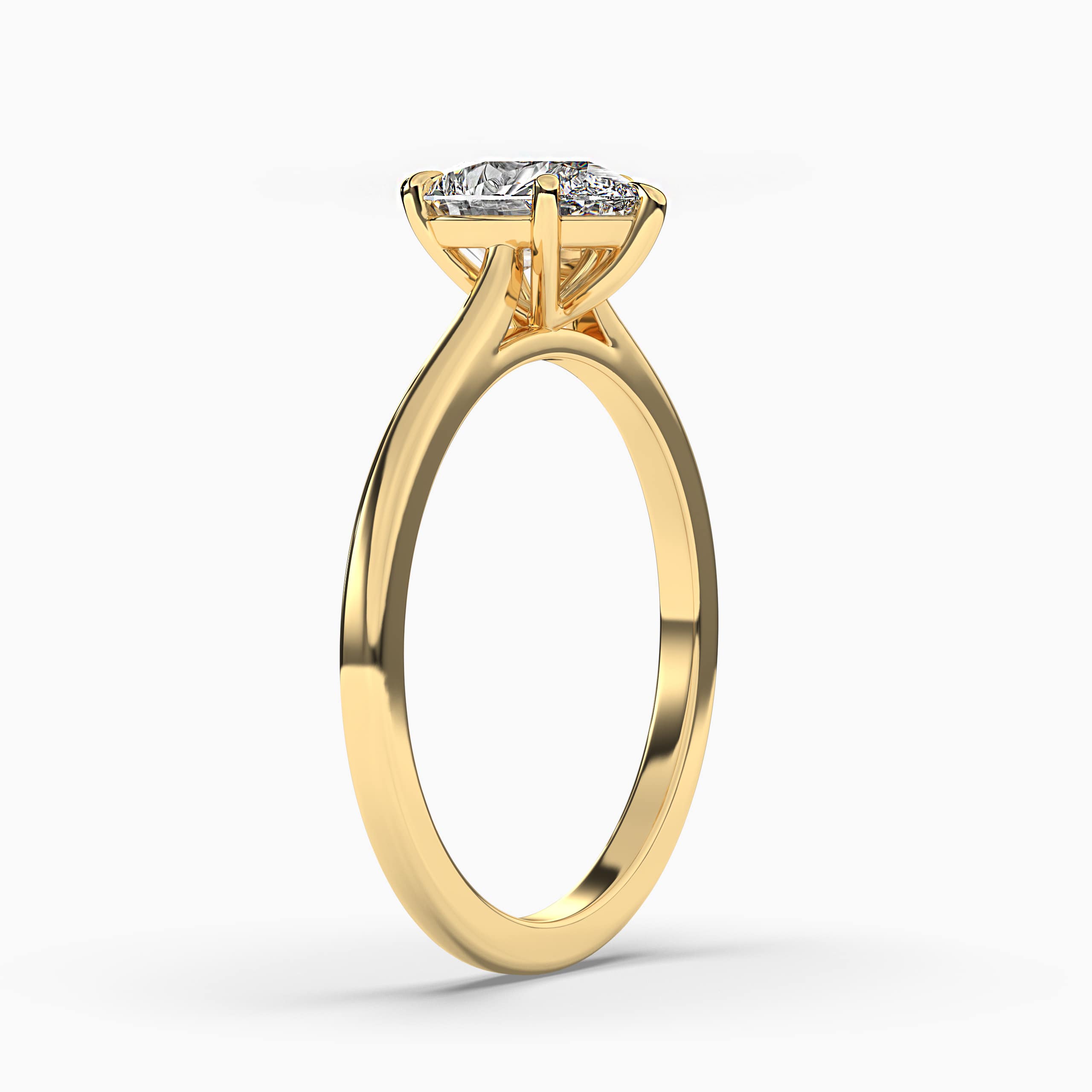 Pear Shaped  Diamond Solitaire Engagement Ring Yellow Gold