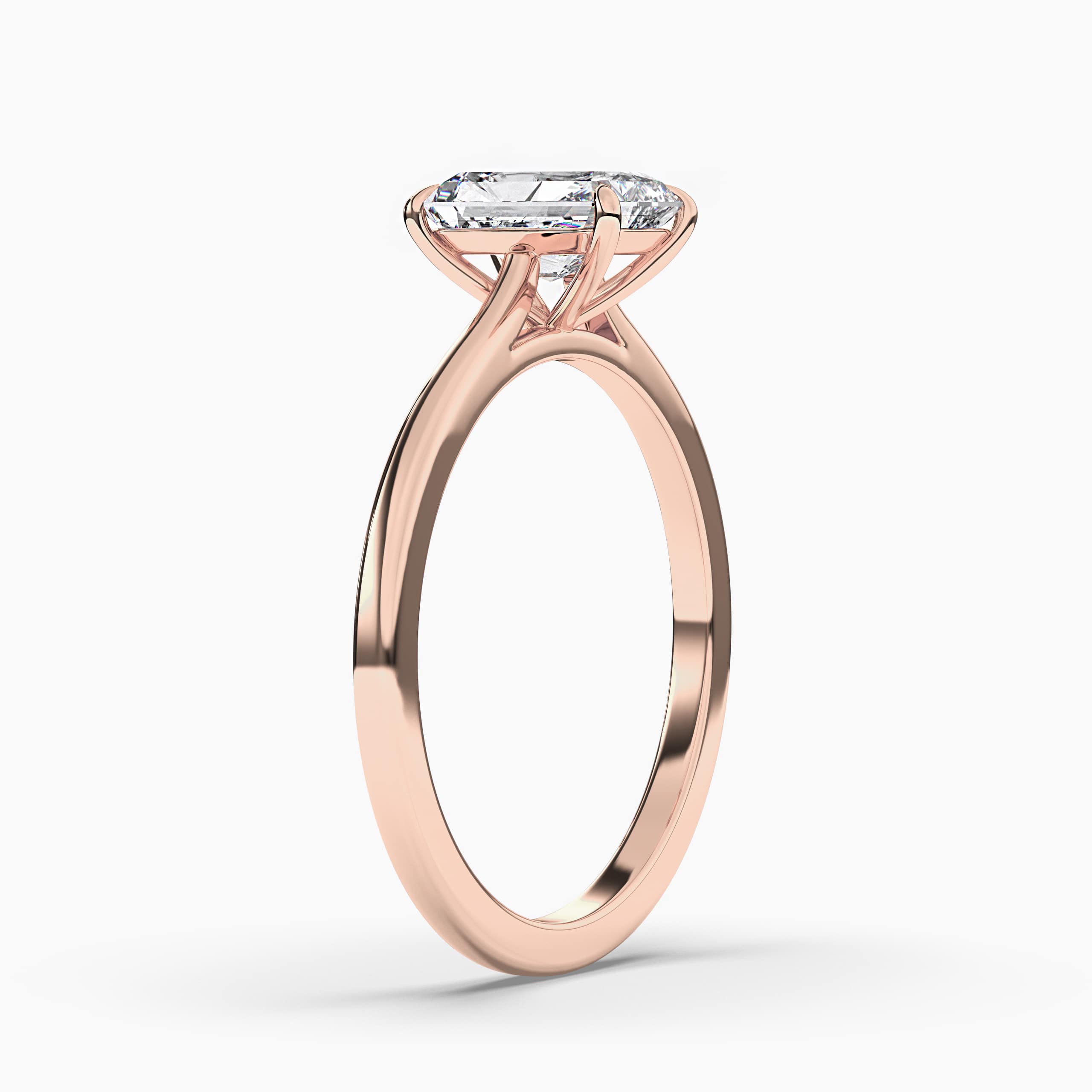Radiant Cut Solitaire Engagement Ring Rose God For Woman