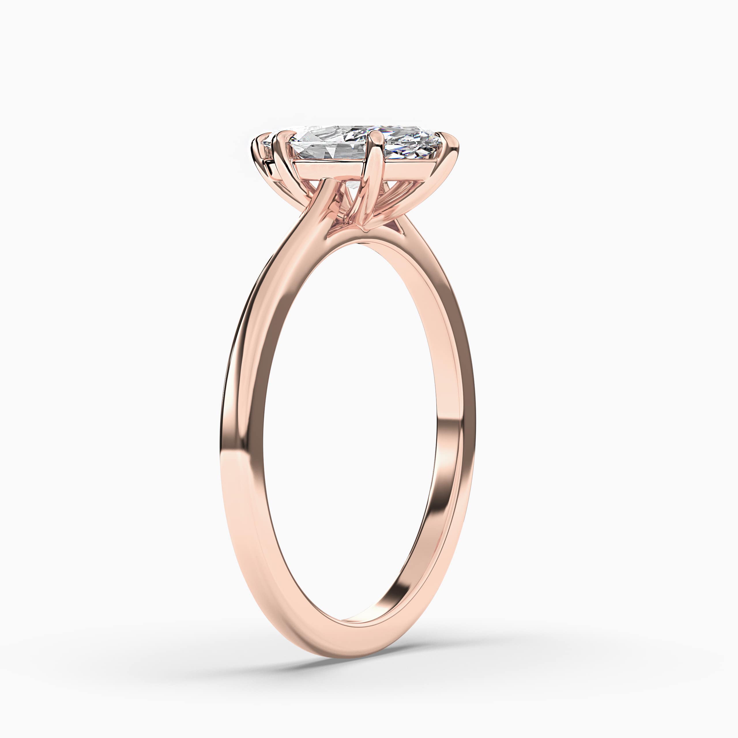 Solitaire Marquise Lab Diamond Engagement Ring Rose Gold