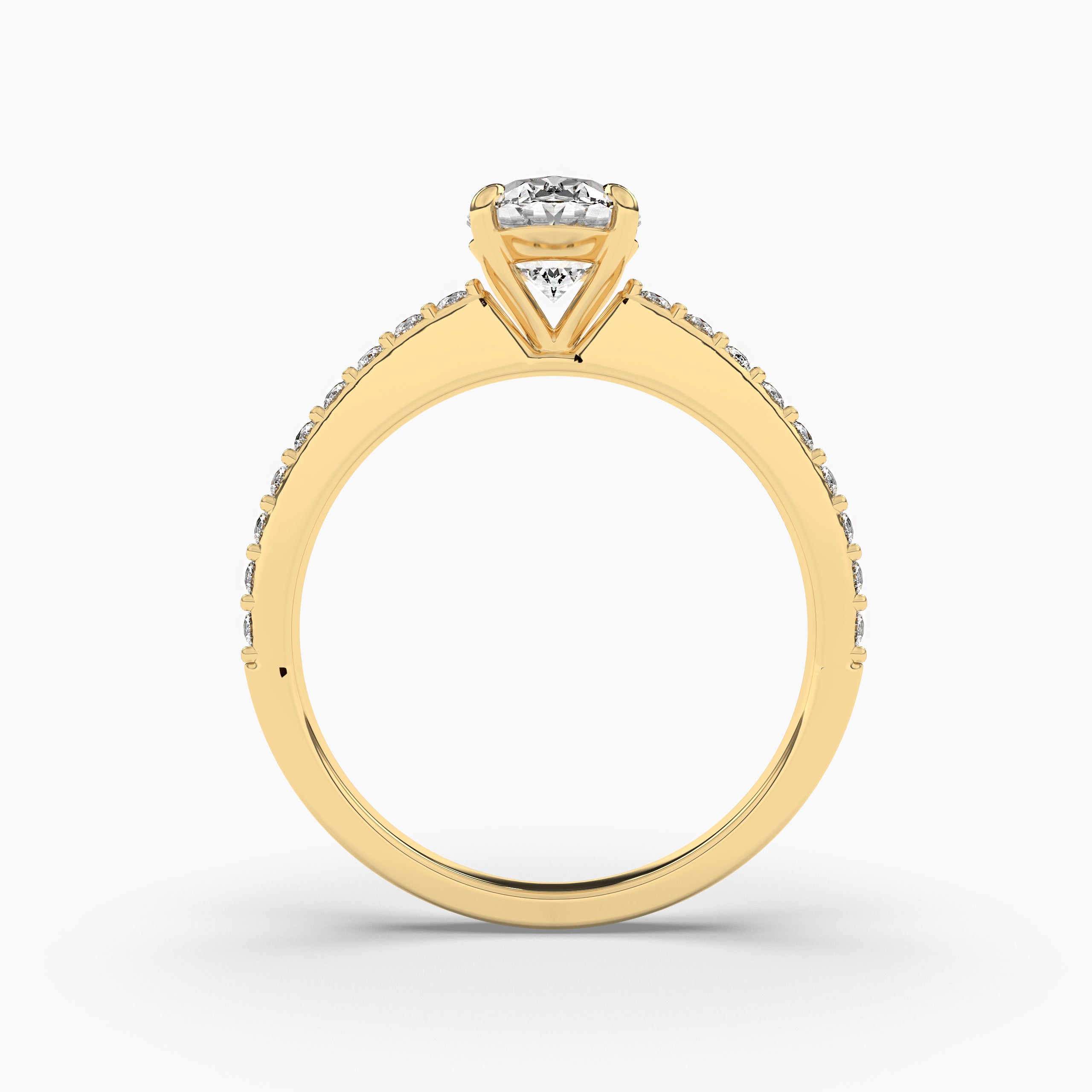 4 CARTE SIDE STONE ENGAGEMENT RING YELLOW GOLD