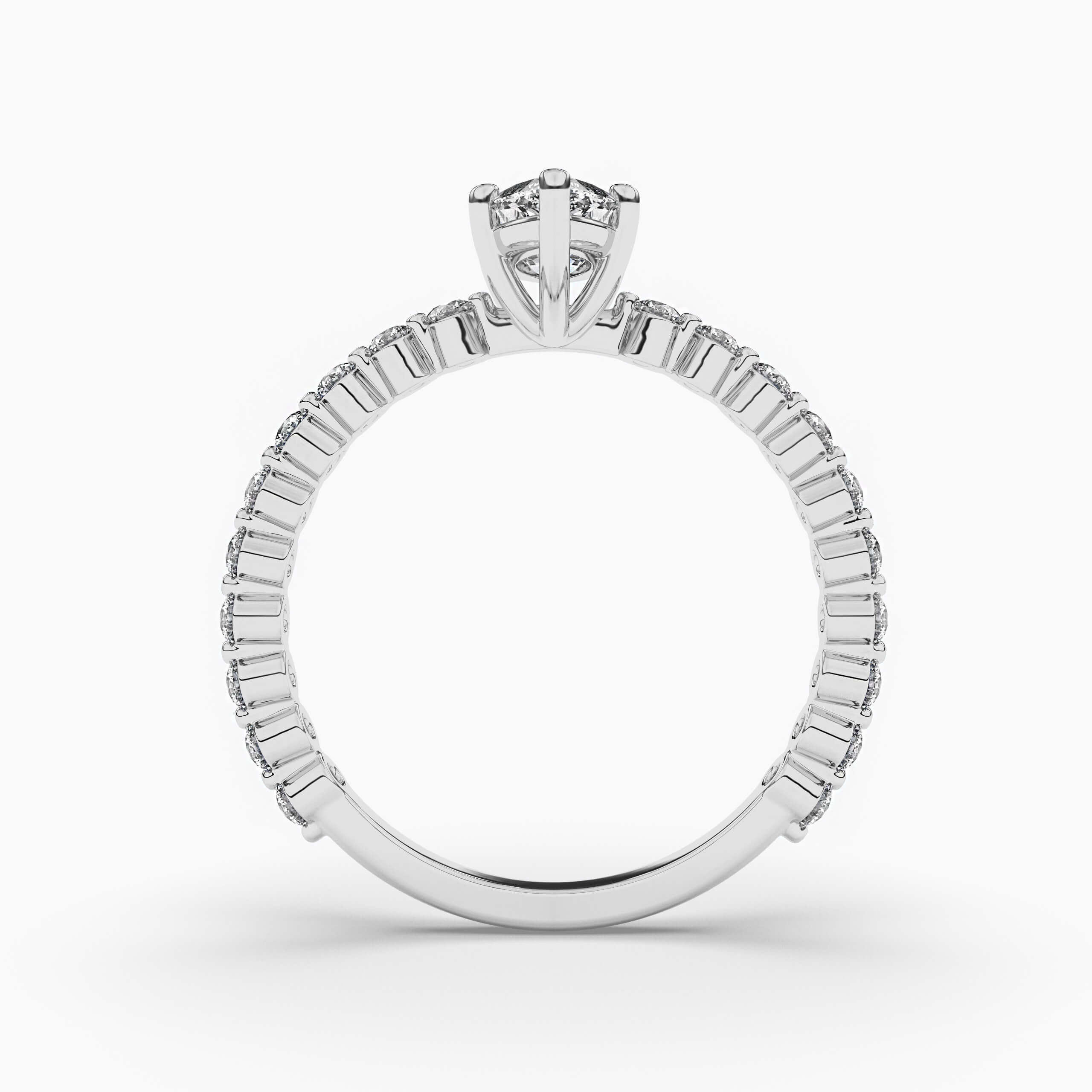 Marquise diamond center and Round side diamonds engagement ring set in white gold