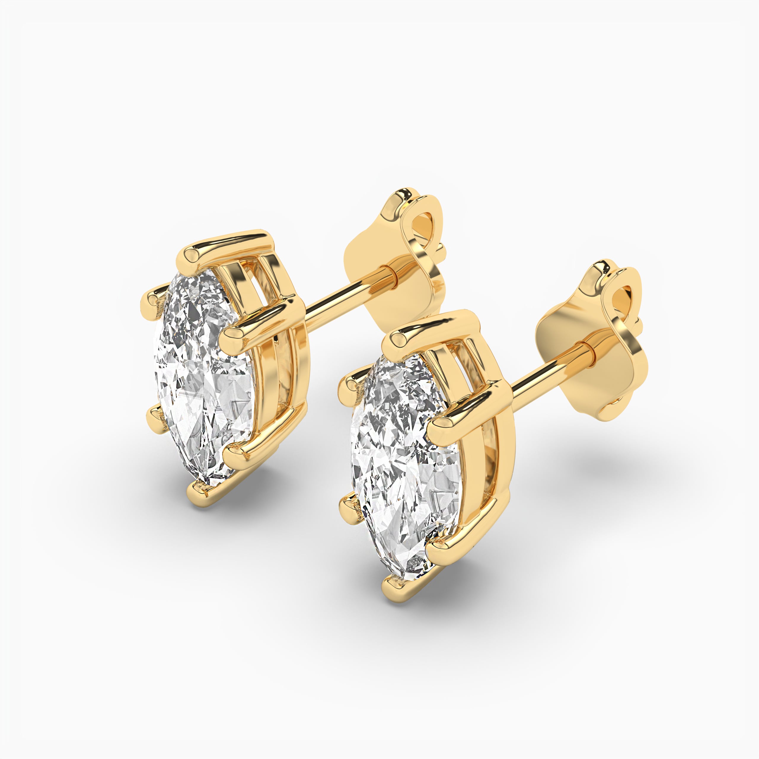 Yellow Gold Marquise Cut Diamond Stud Earrings Yellow Gold Marquise Cut Diamond Stud Earrings 