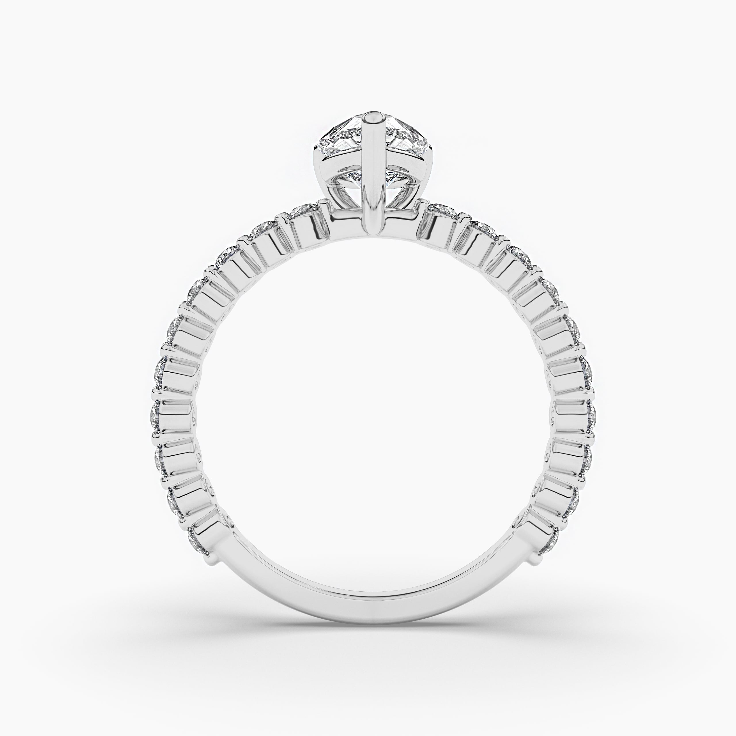 SIDE STONE ENGAGEMENT RING WITH PEAR-SHAPED IN WHITE GOLD