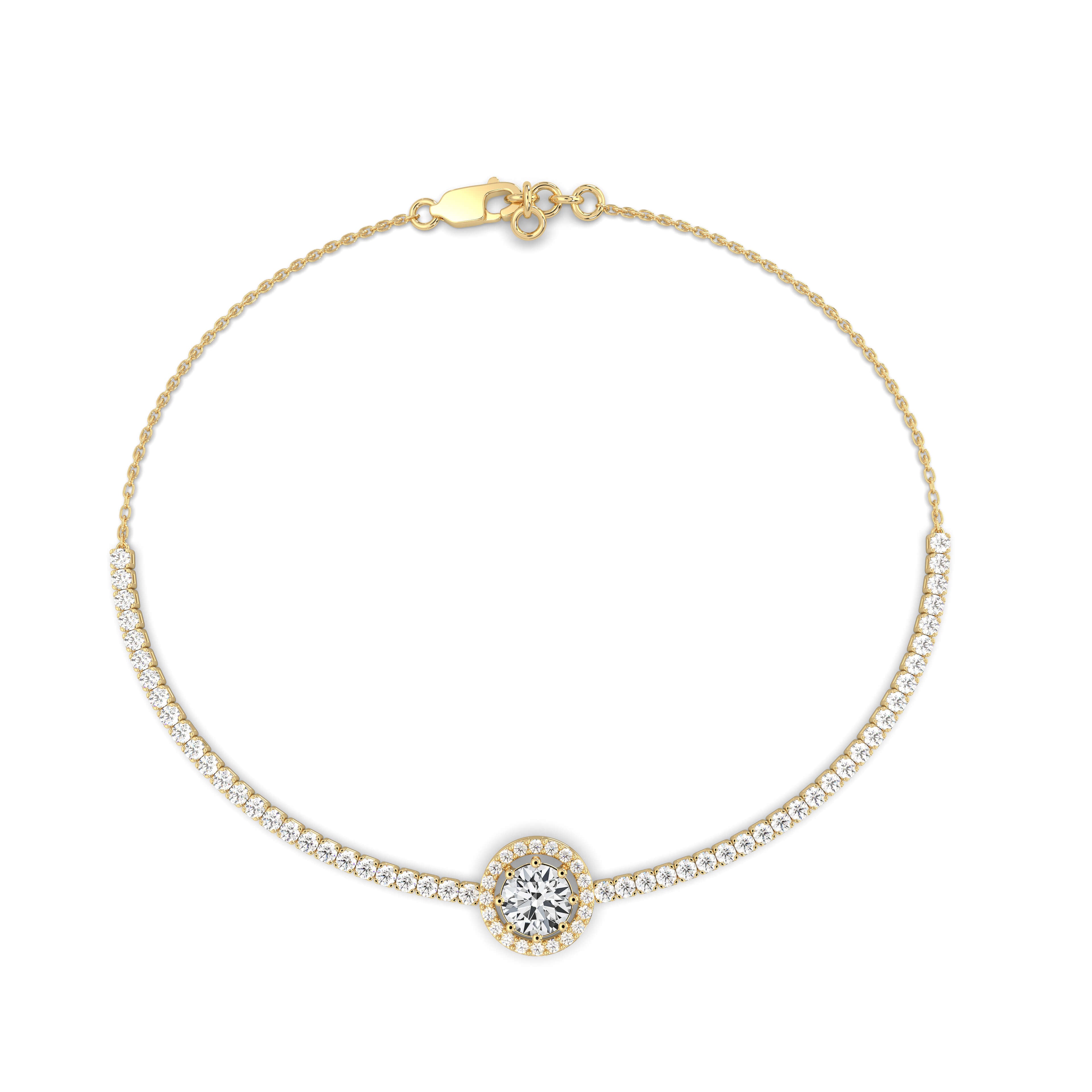 Round Diamond Center Stone Halo Bangle