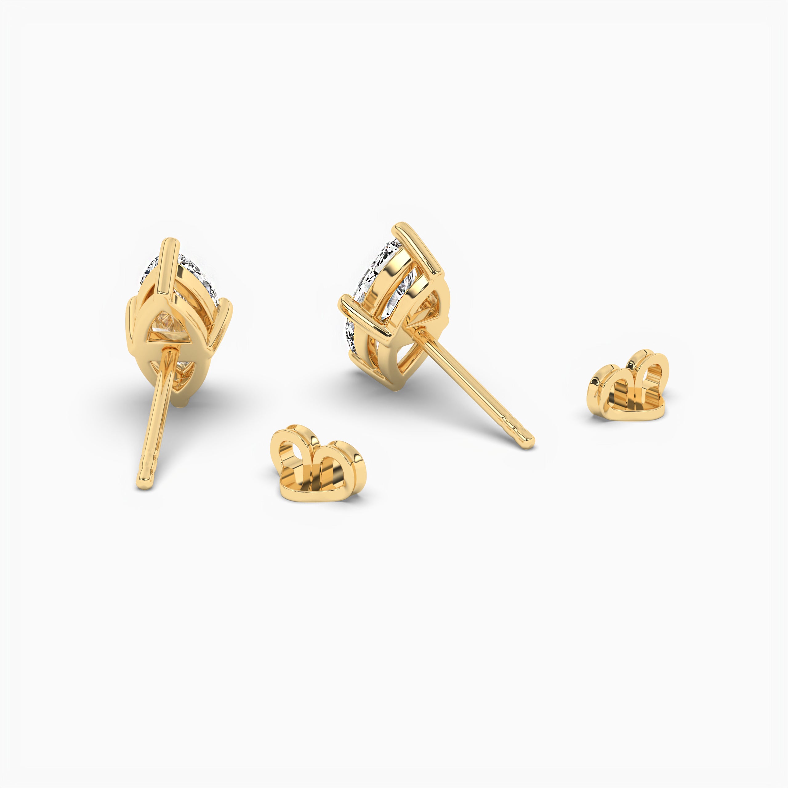 Yellow Gold Marquise Cut Diamond Stud Earrings