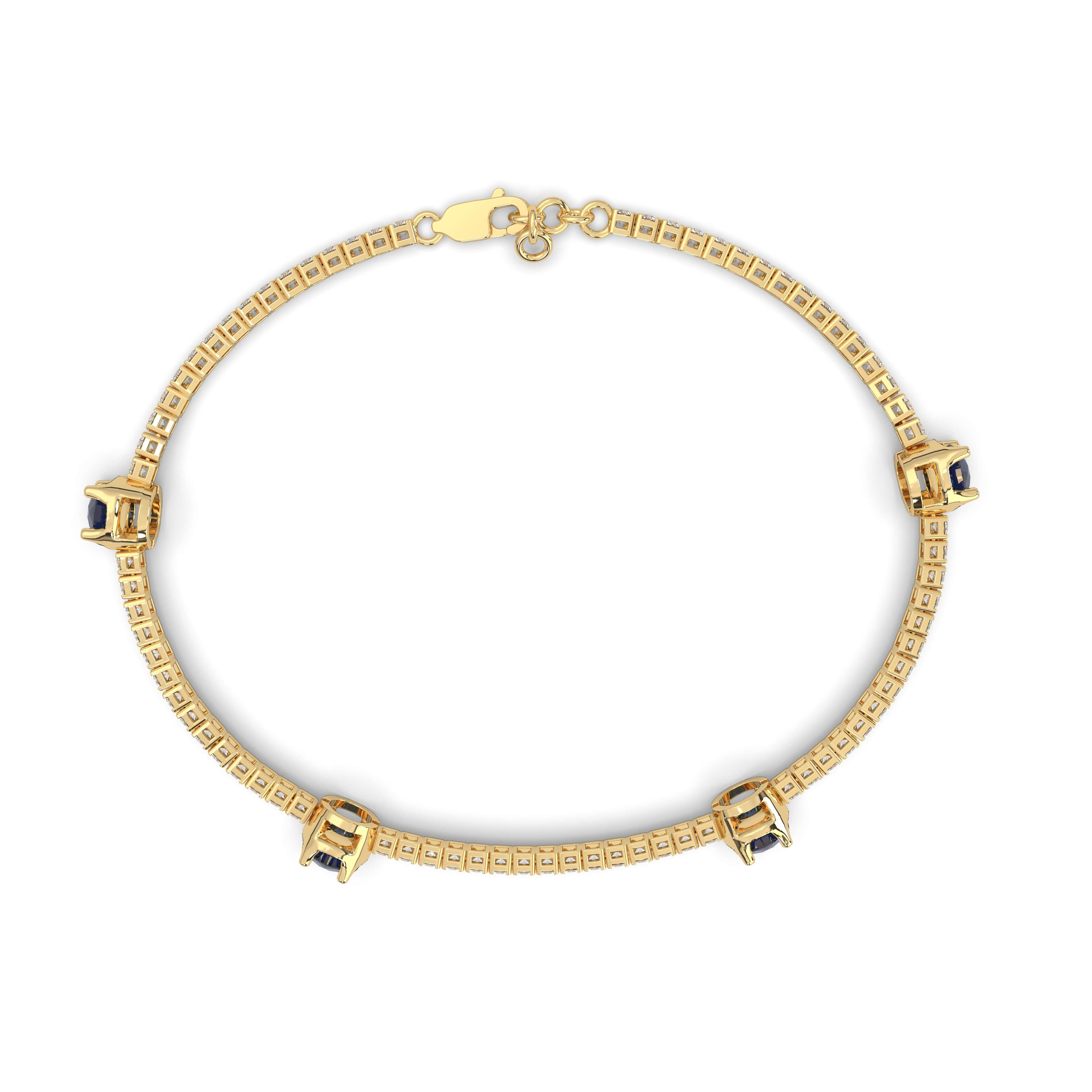 Gemstone And Diamond Bracelet In Yellow Gold