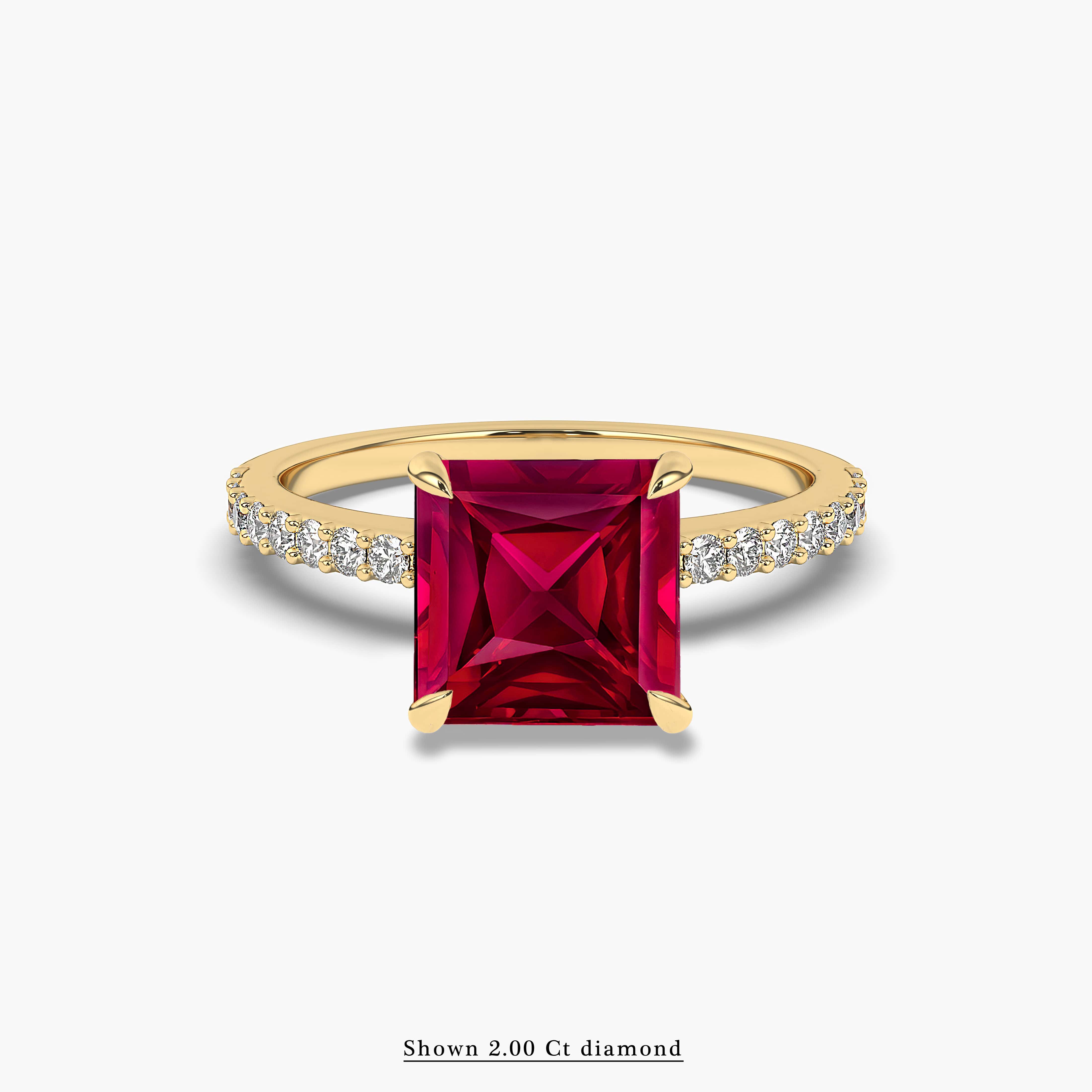 ruby and white diamond pave engagement ring 