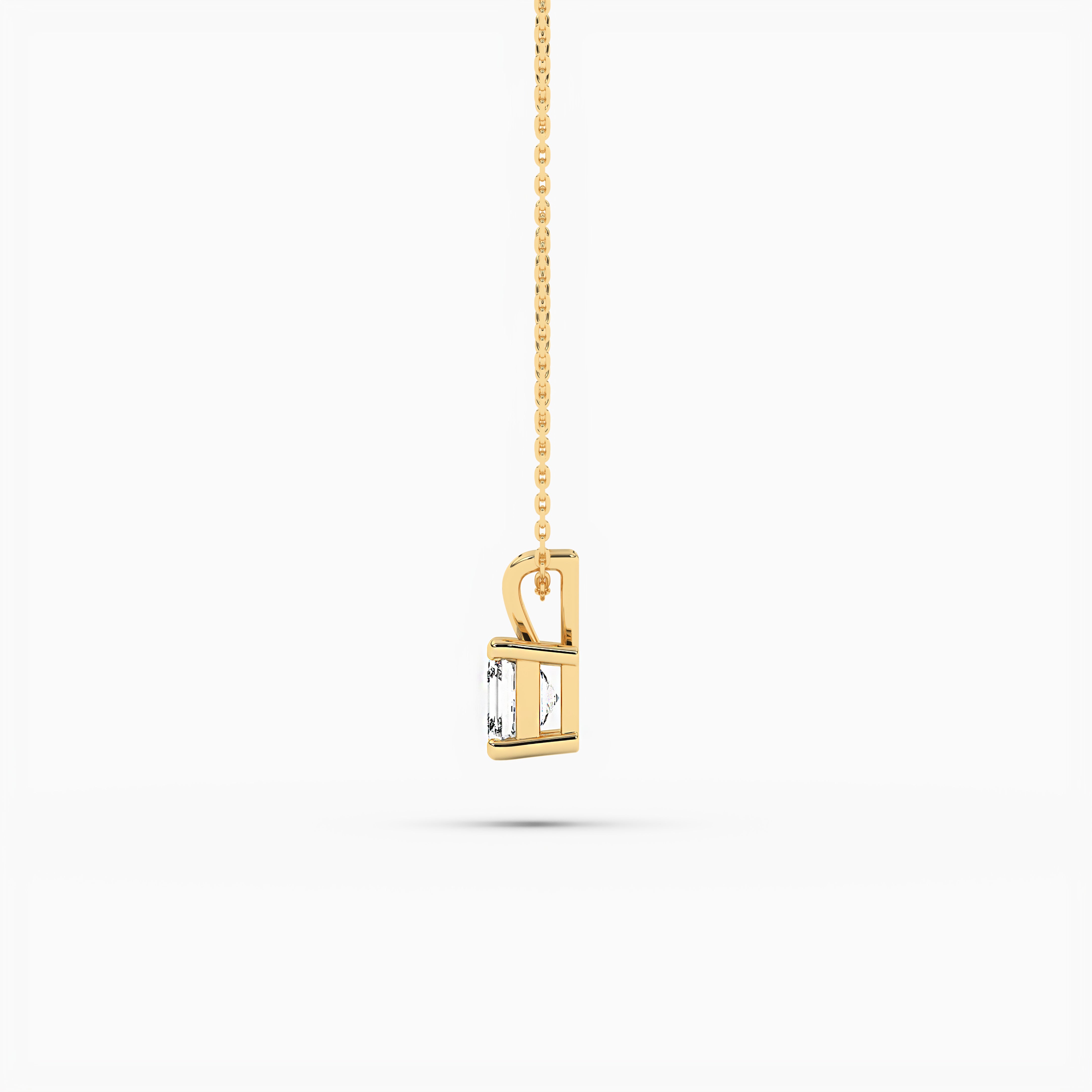gold solitaire diamond necklace all side view