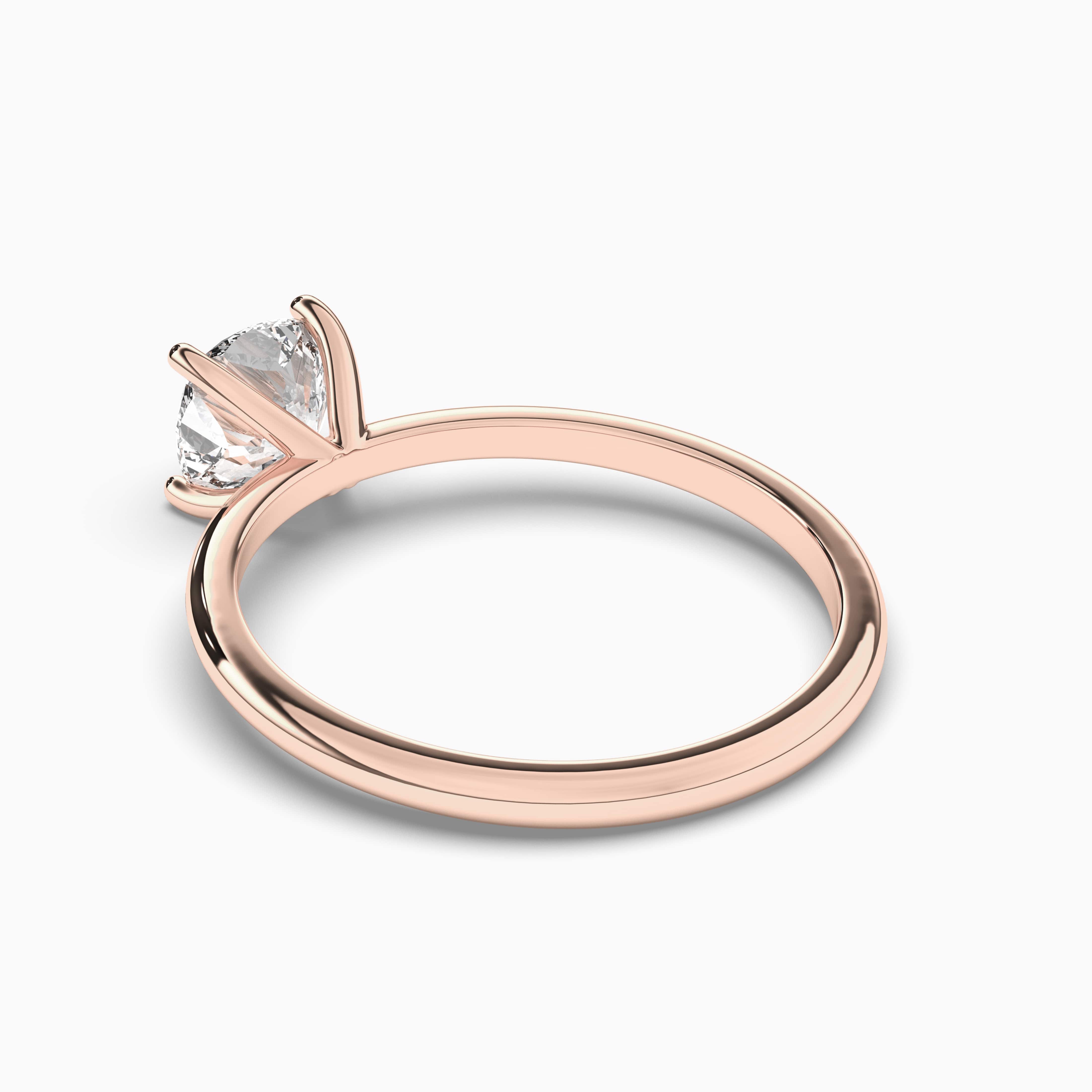 Cushion cut diamond solitaire ring on rose gold 