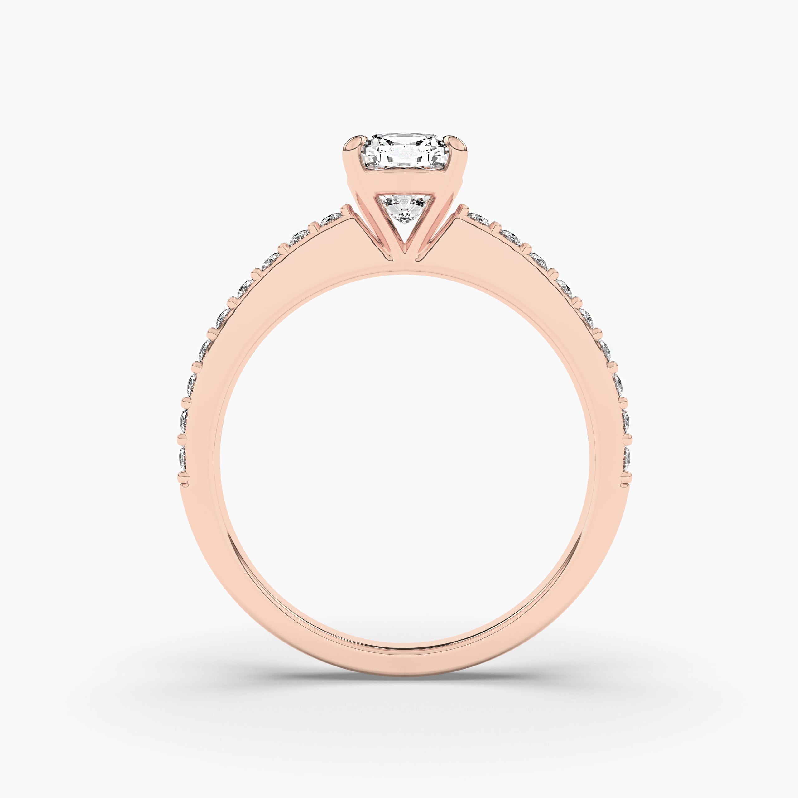 Ruby and Diamond Emerald Cut Engagement Ring In Rose Gold