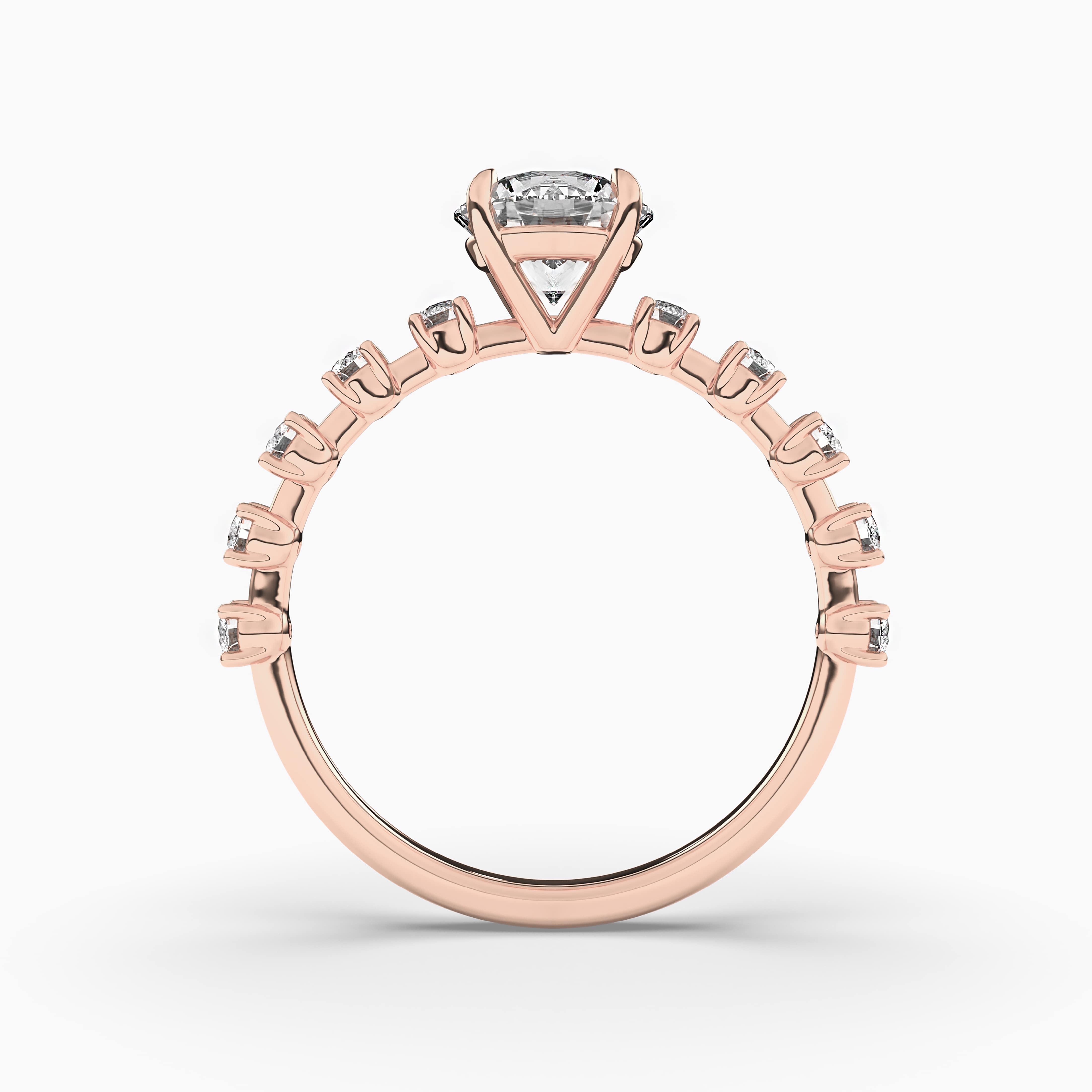 Round Emerald & Diamond Rose Gold Engagement Ring