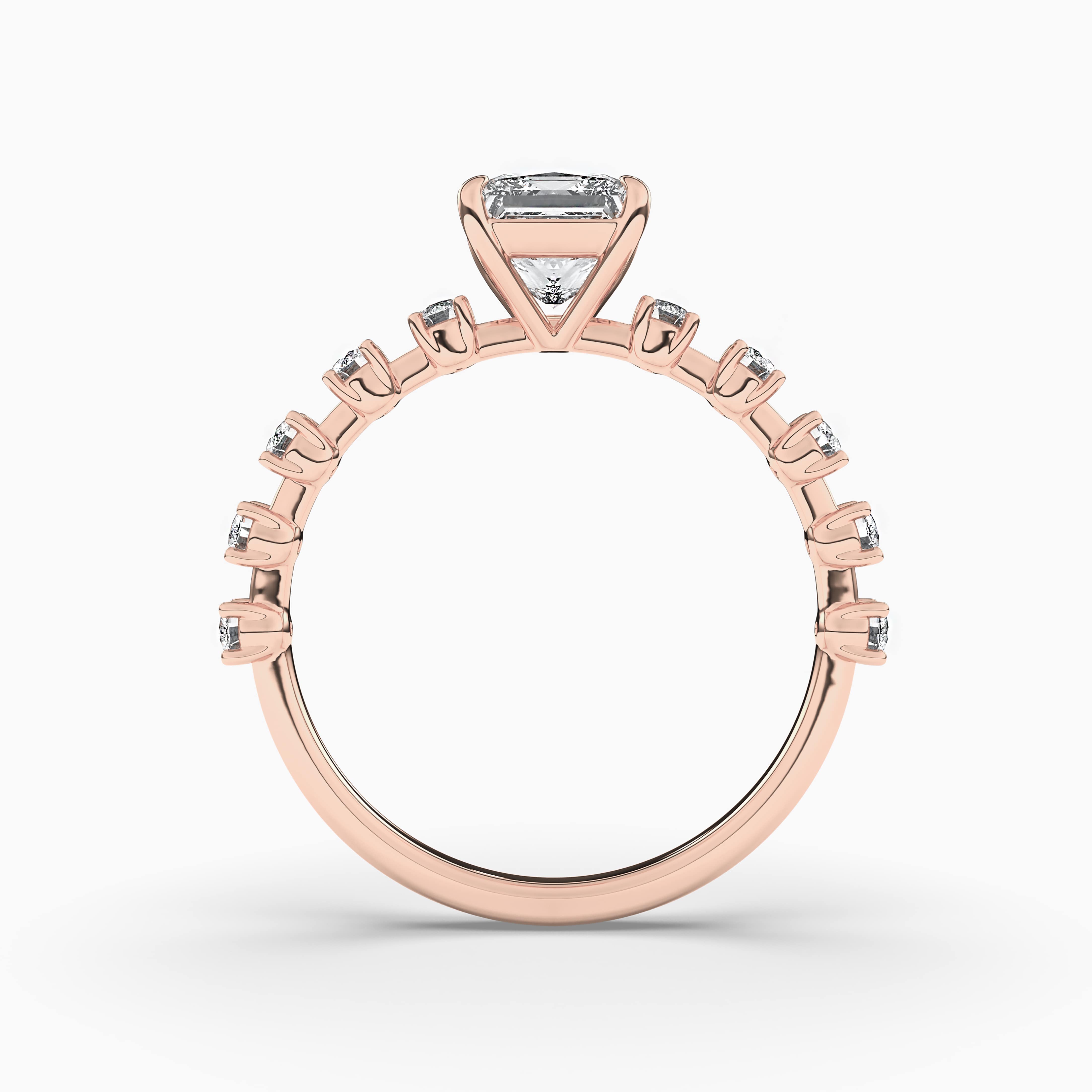 Princess Cathedral Engagement Ring Rose Gold