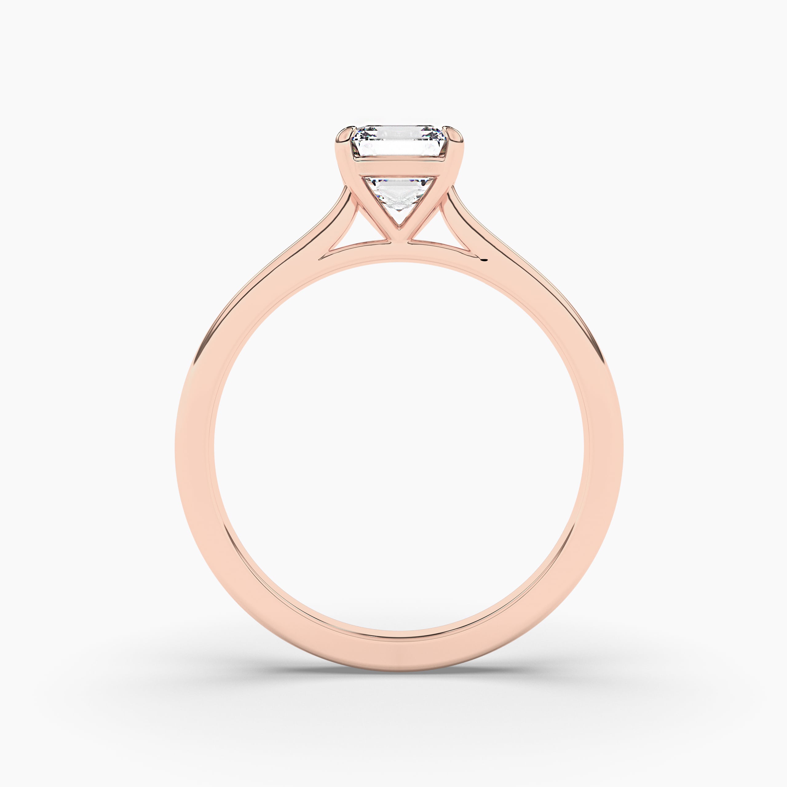 Asscher Moissanite Solitaire Engagement Ring in Rose Gold