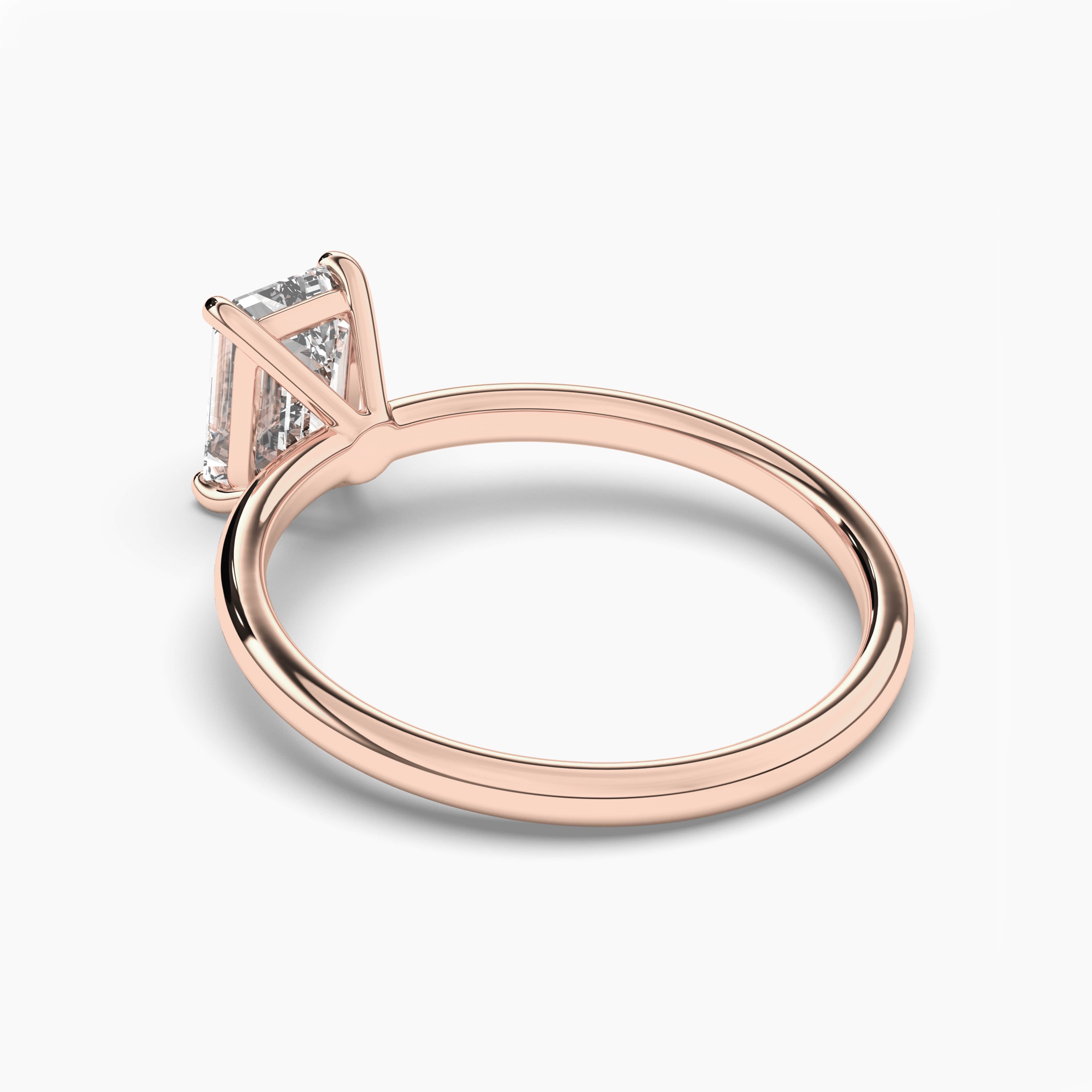 rose gold emerald cut solitaire rings for women