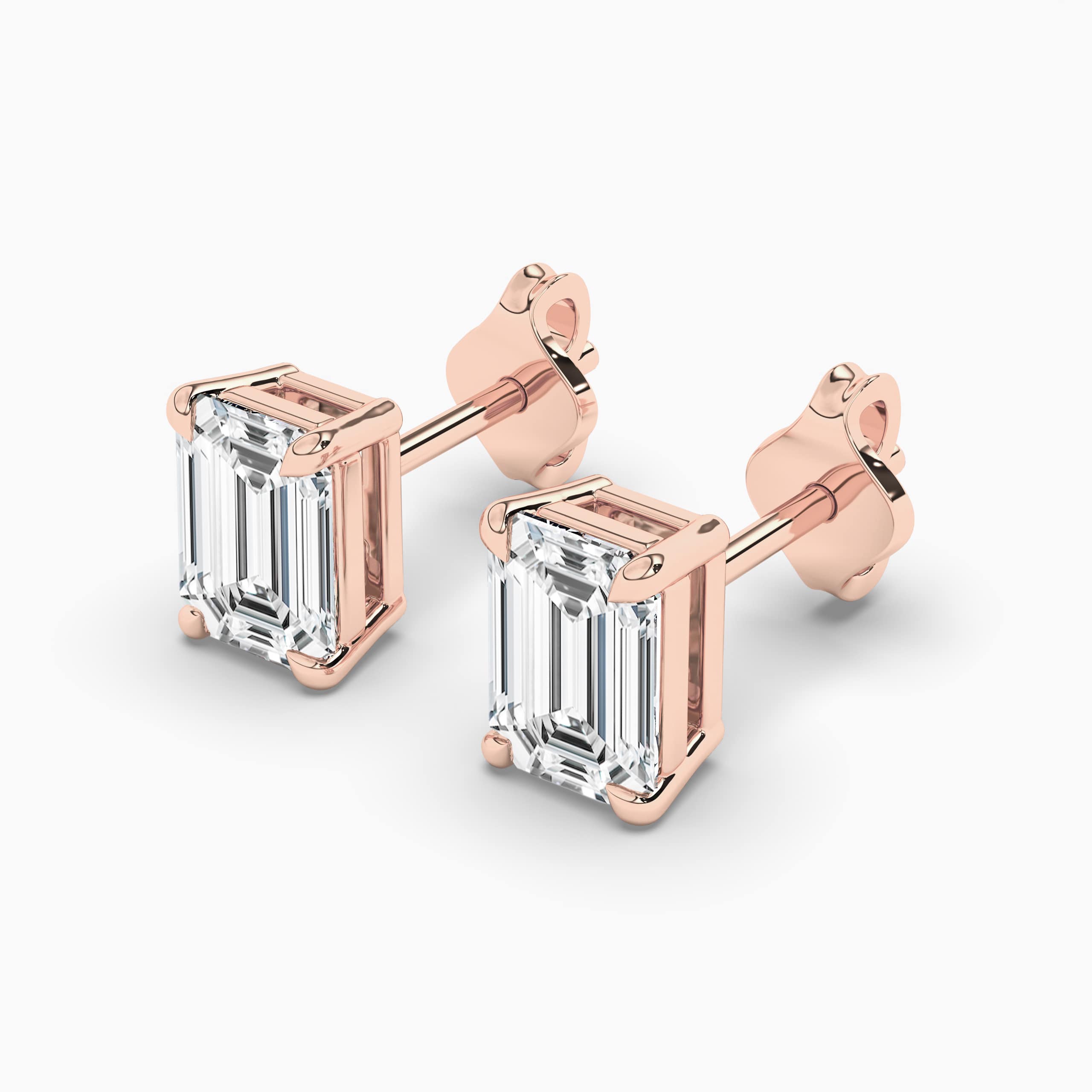 2.00 carat Emerald Cut Claw Prong Moissanite Stud Earrings