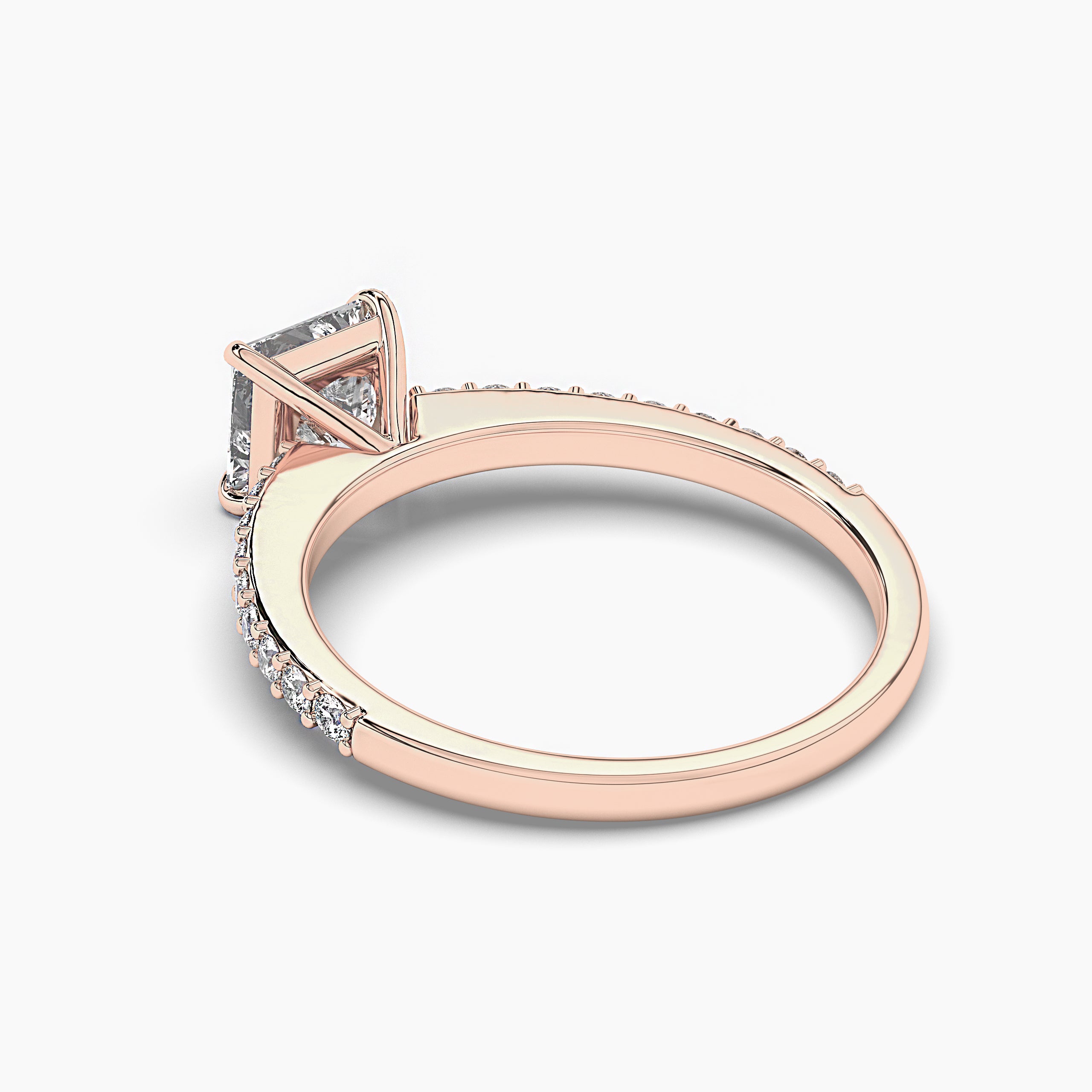 rose gold princess diamond engagement ring 