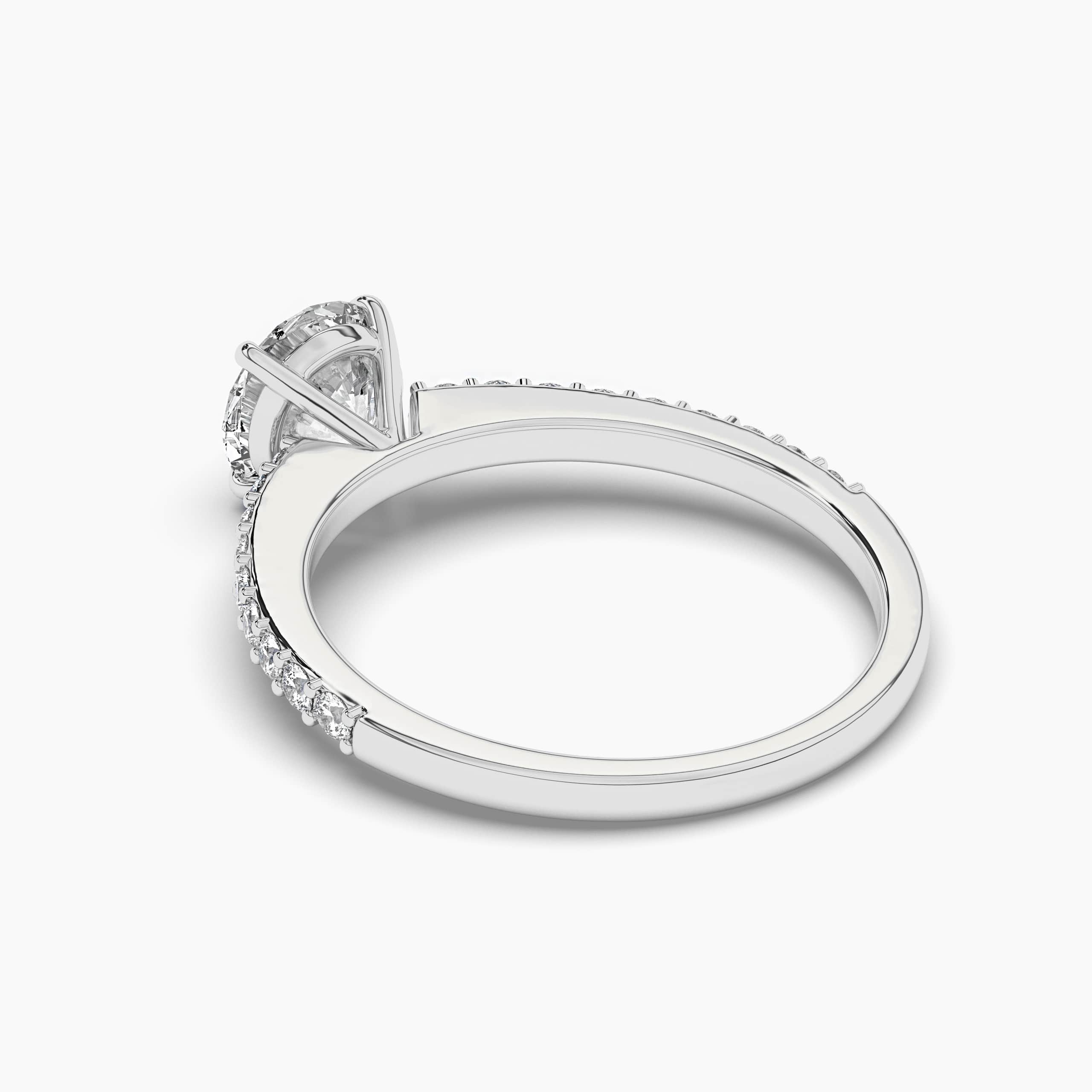 Round Lab Grown Diamond solitaire engagement ring with Pave Diamonds
