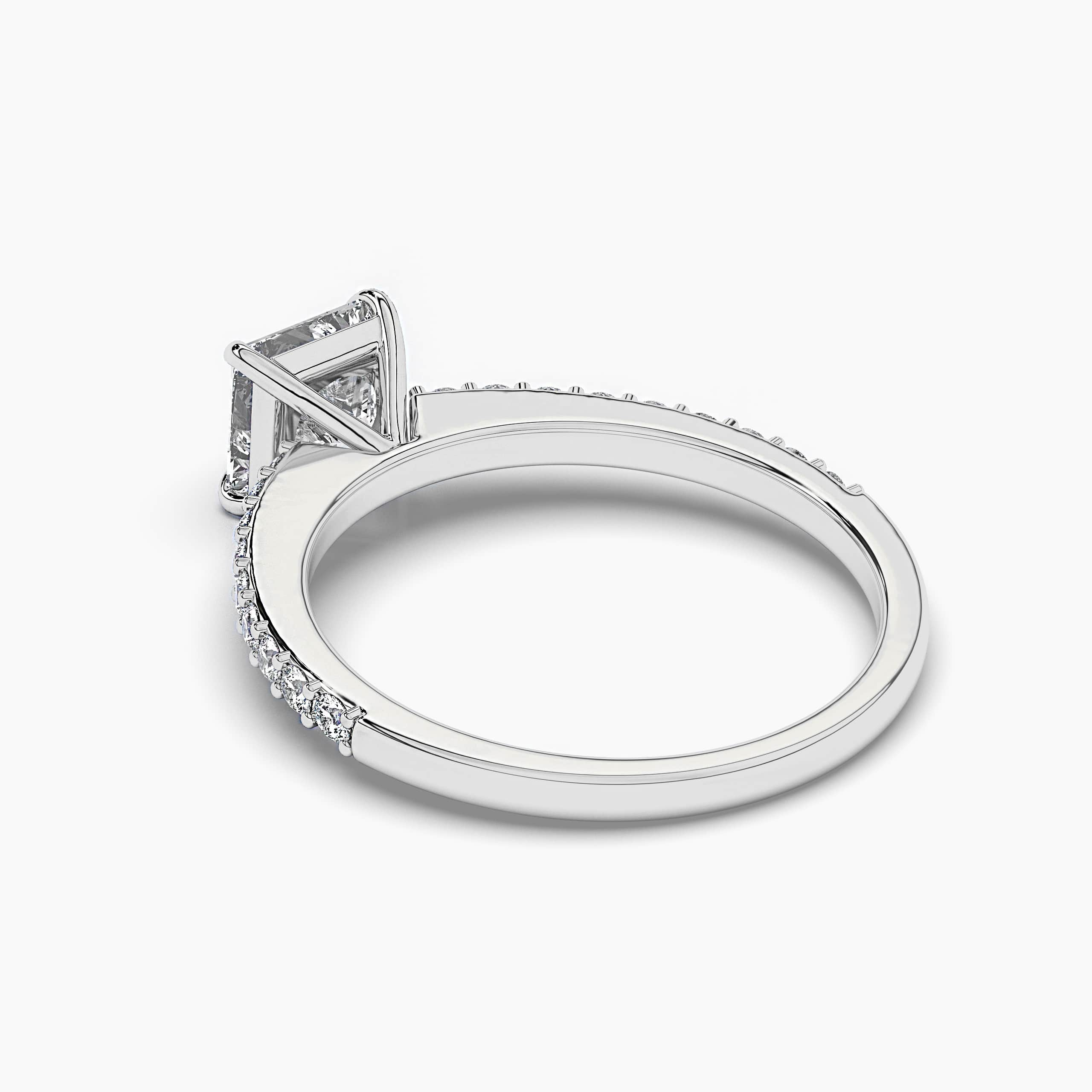 side stones engagement ring in white gold 