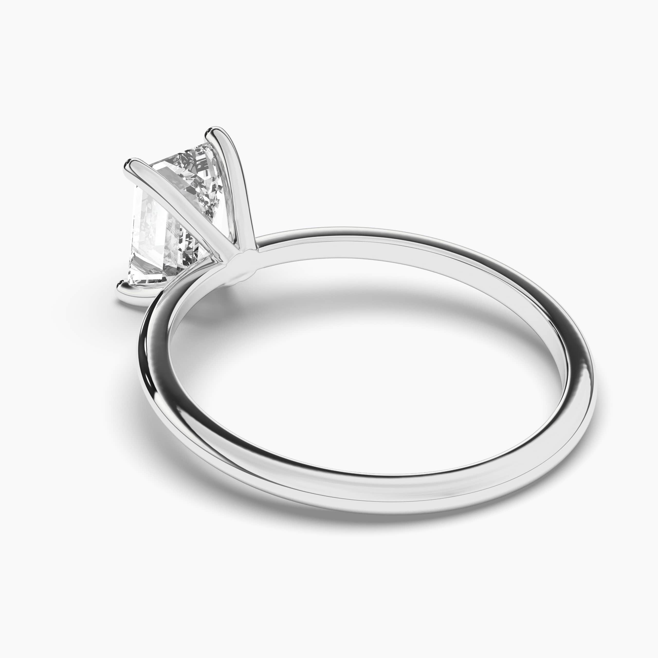 Emerald Cut Solitaire Engagement Ring in White Gold