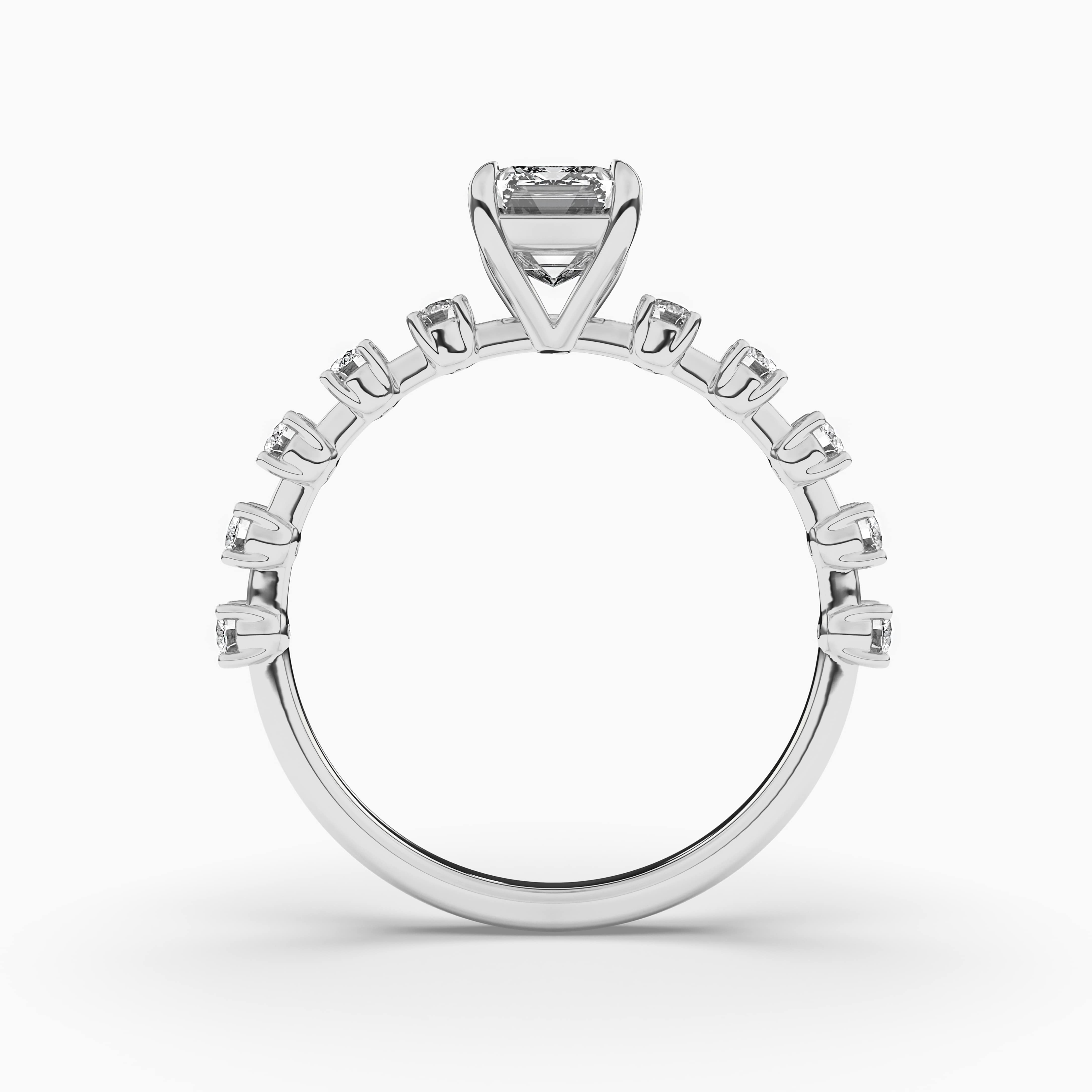 White Gold Emerald-Cut Blue Diamond Ring