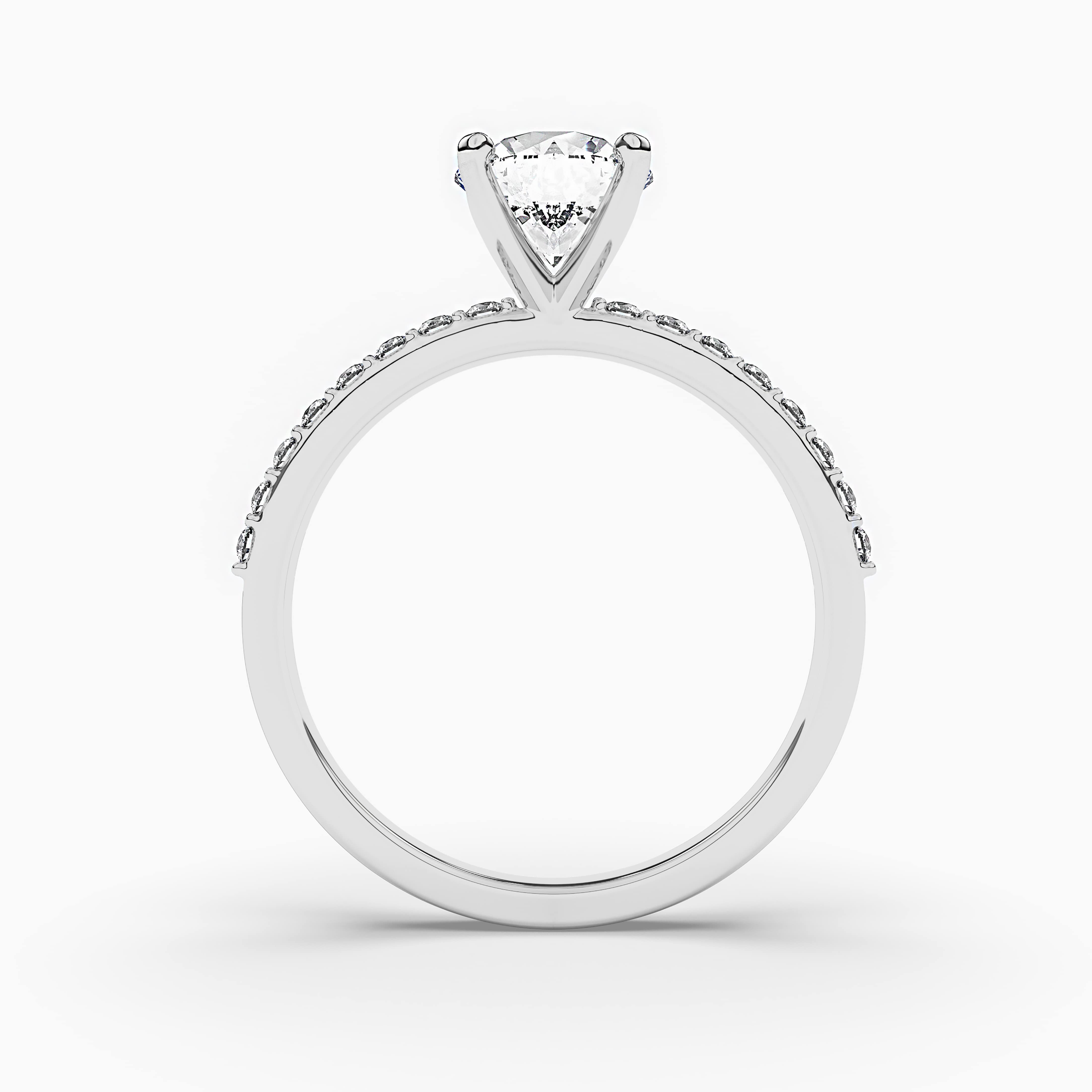 Side Stones Diamond Engagement Ring White Gold