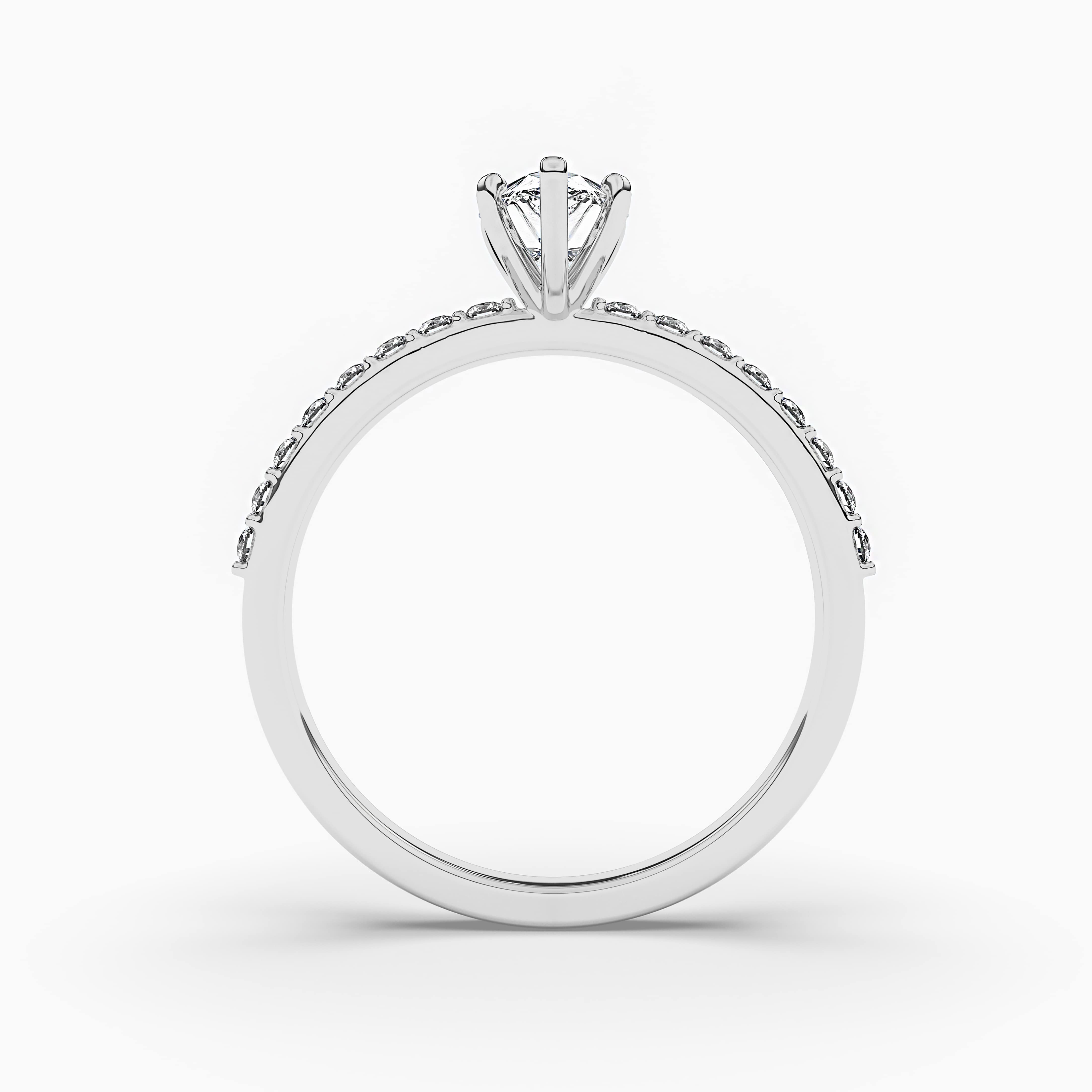 Pear Cut Lab Grown Diamond Side Stone Engagement Ring