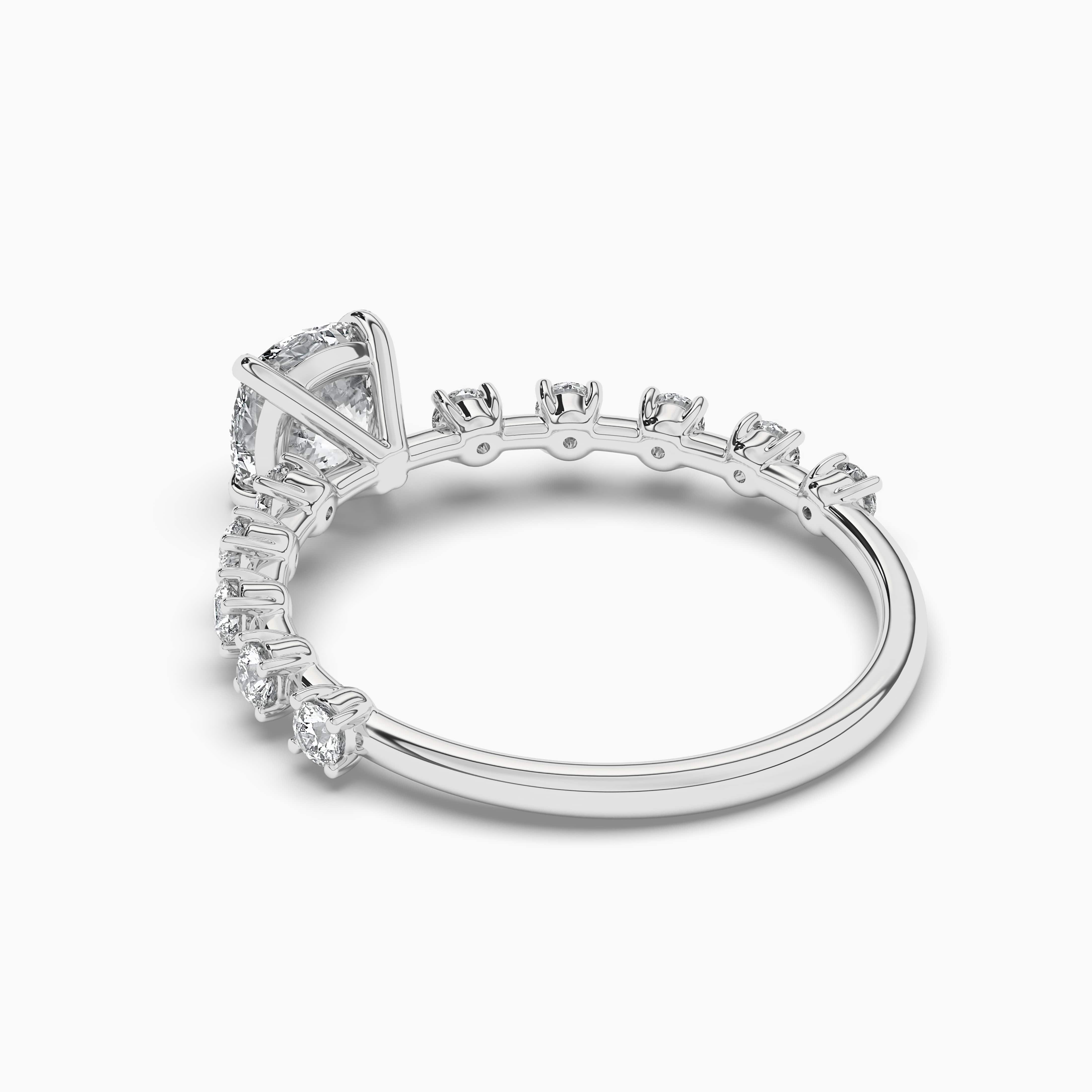 Cushion Lab Grown Diamond Engagement Ring with Round Side Accents