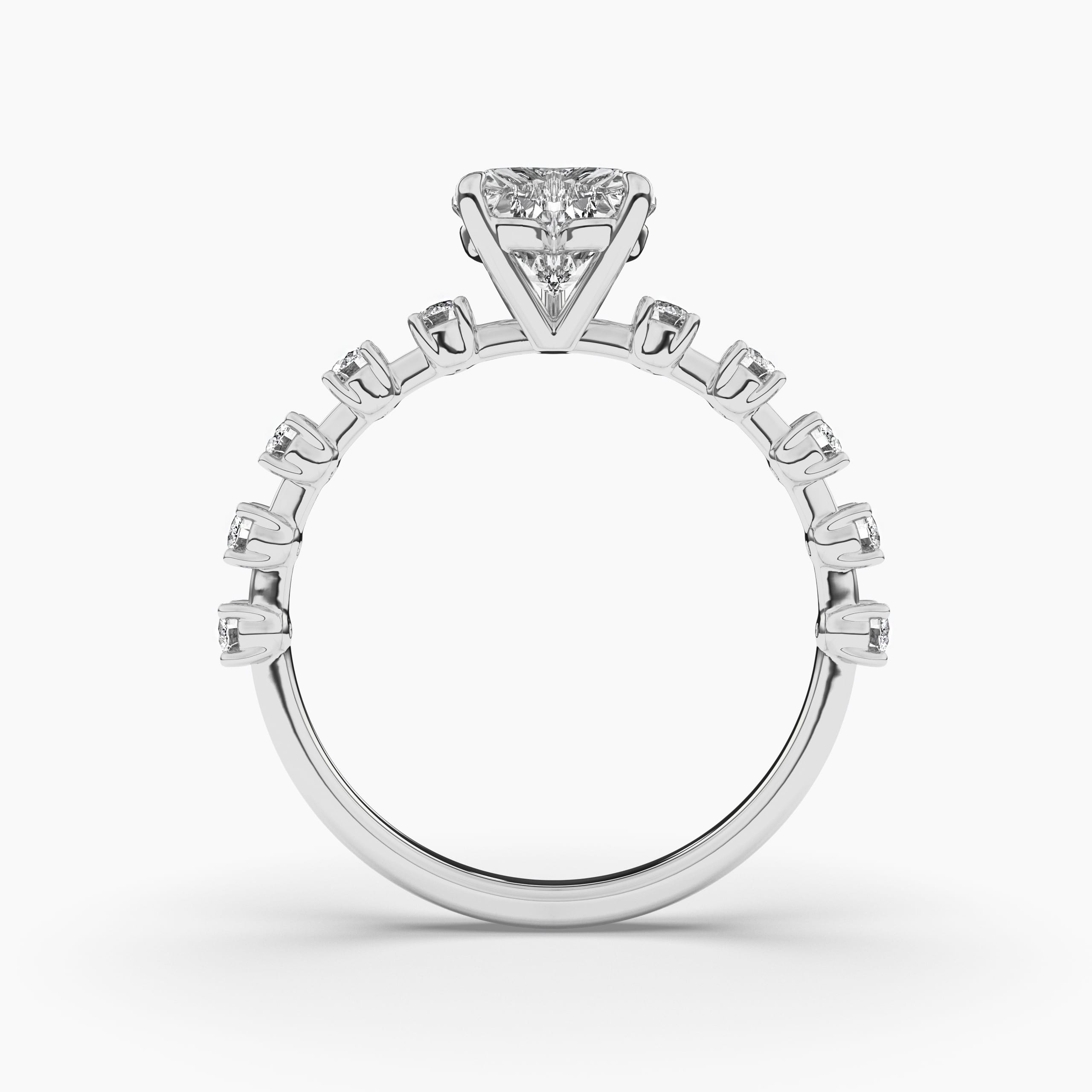 Heart Shaped Lab Created Diamond Solitaire Engagement Ring with Side Stone