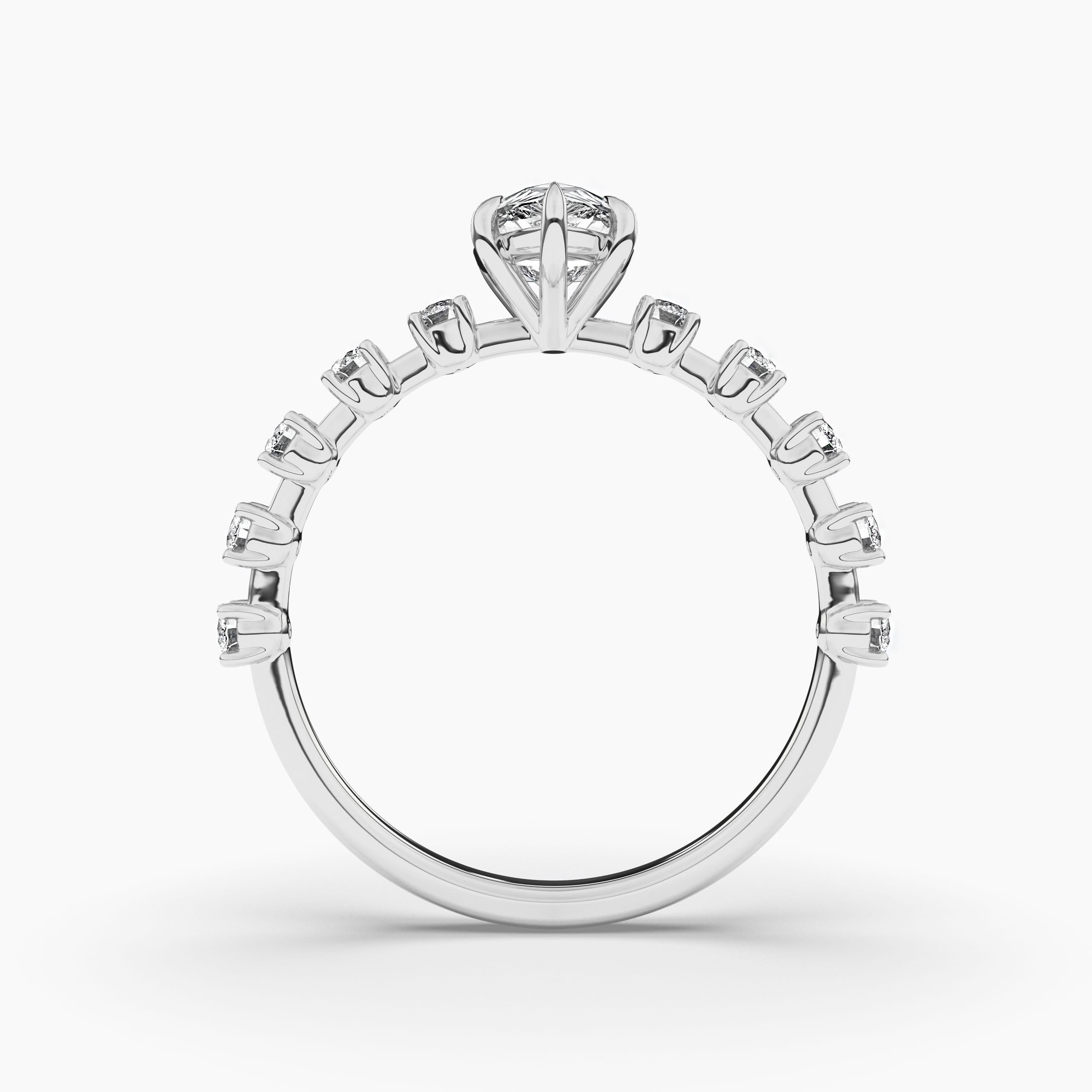 Blue Sapphire engagement ring set white gold Diamond Unique Round