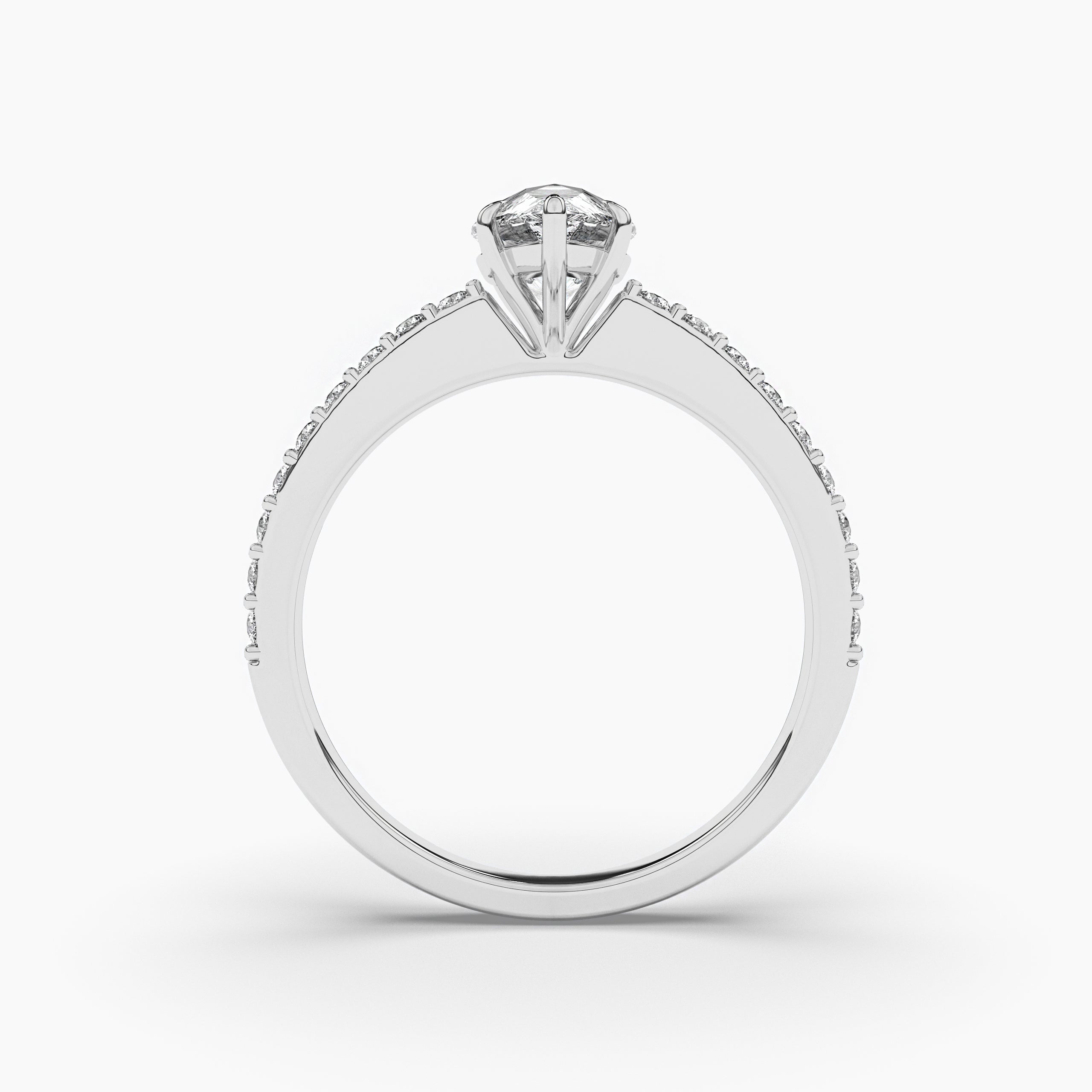 Pear Cut Moissanite side Stone Wedding Ring