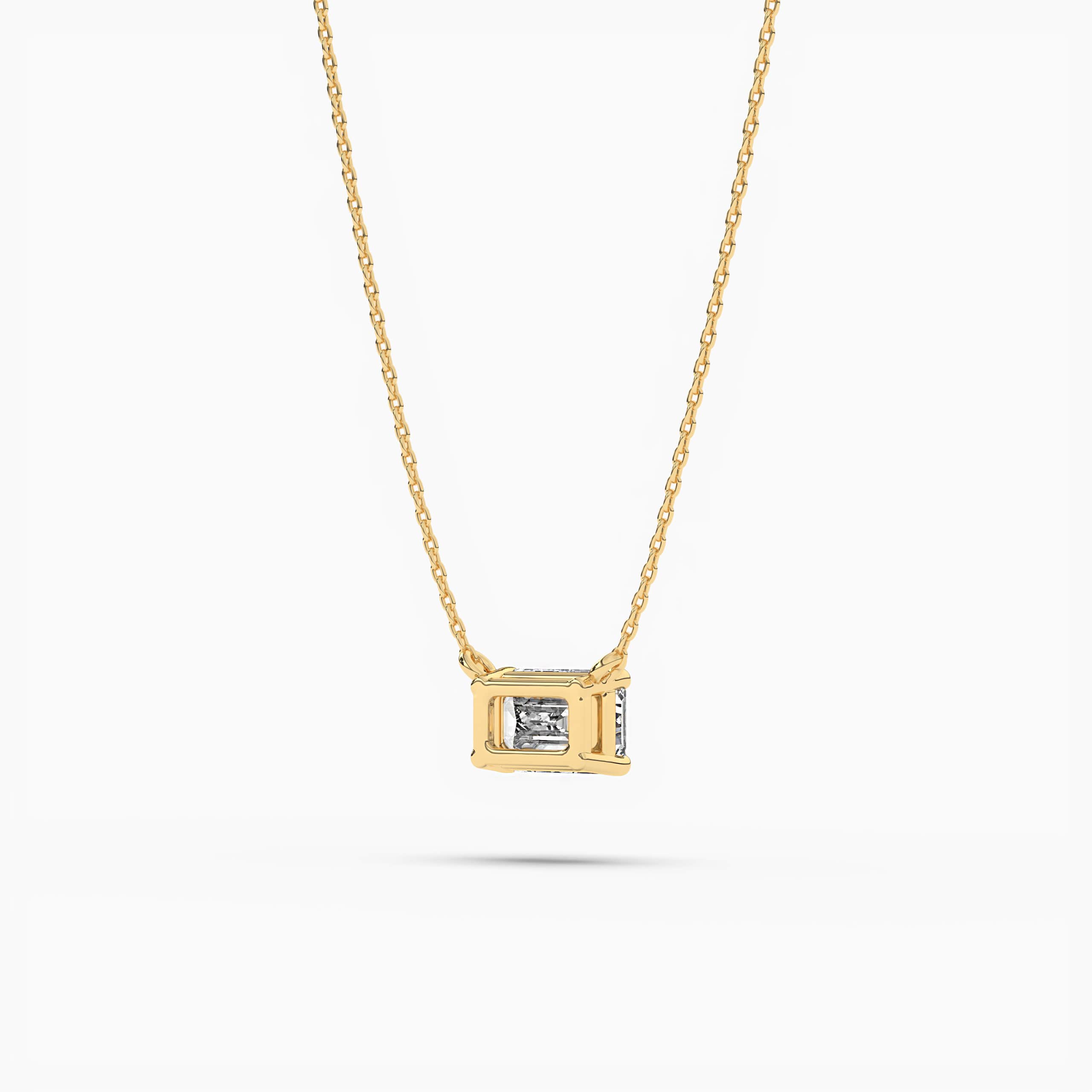 Emerald Cut Lab Grown Diamond Connected Floating Necklace
