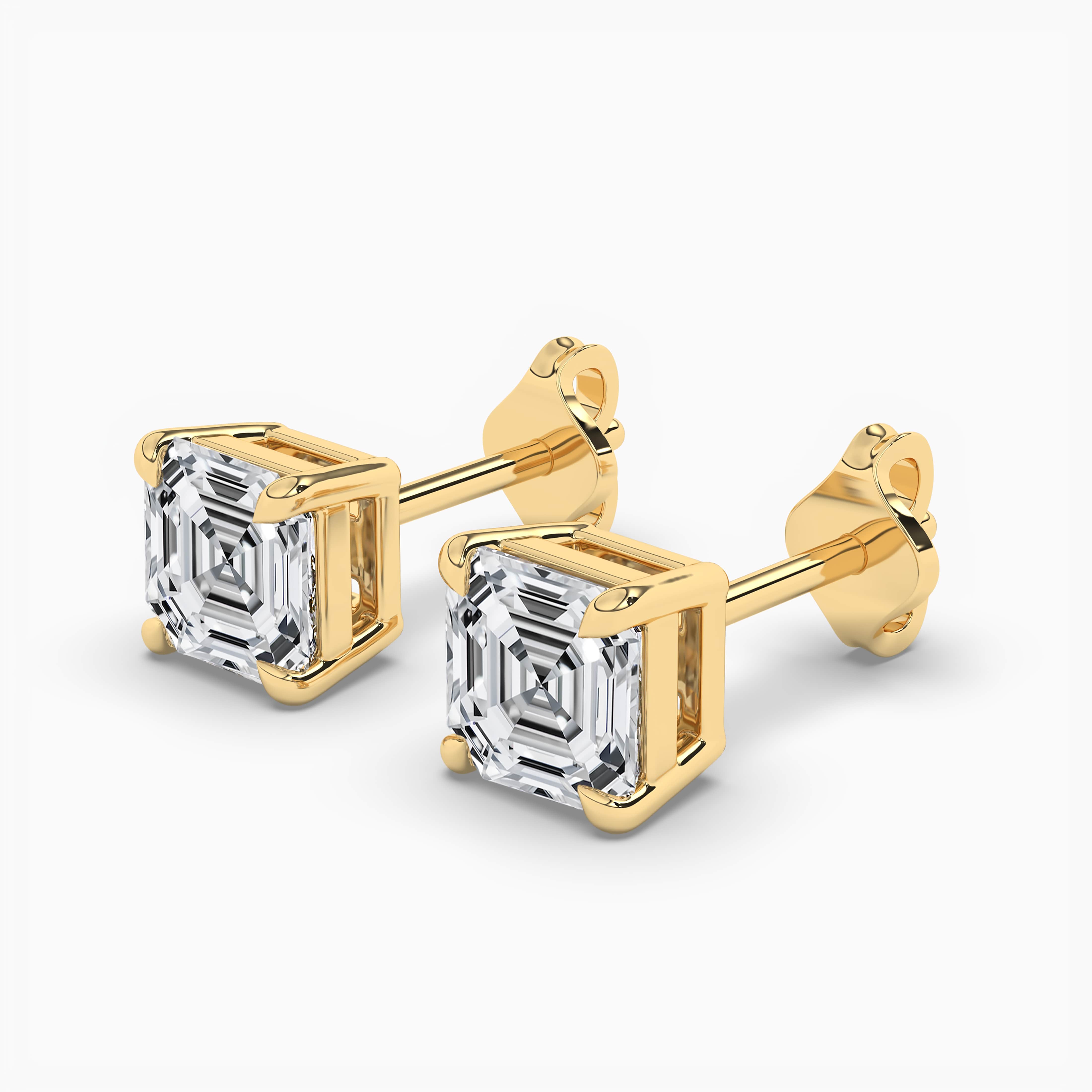 Asscher Claw Prong Moissanite Stud Earrings