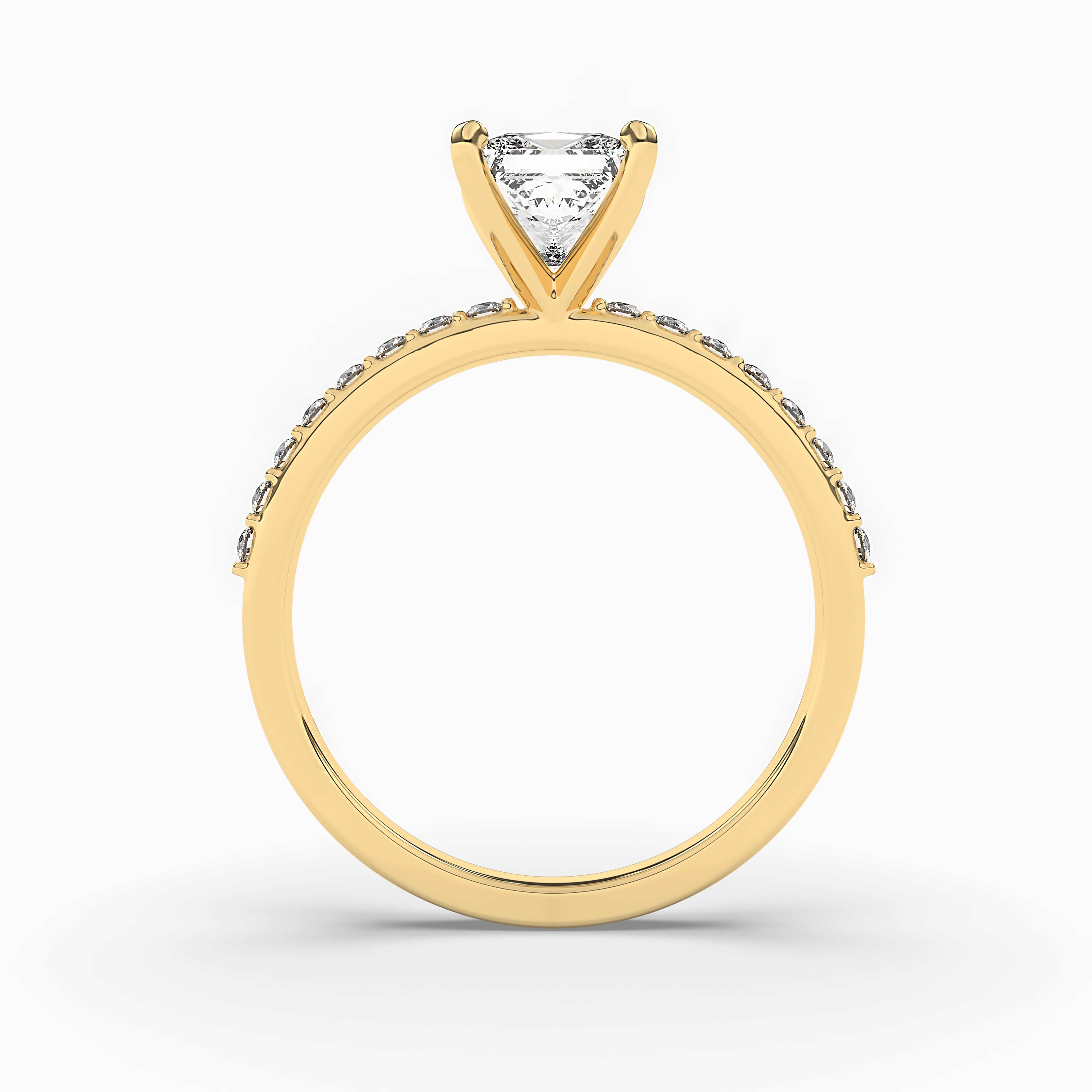 Princess Cut Diamond Ring Yellow Gold Engagement Ring Solitaire Ring