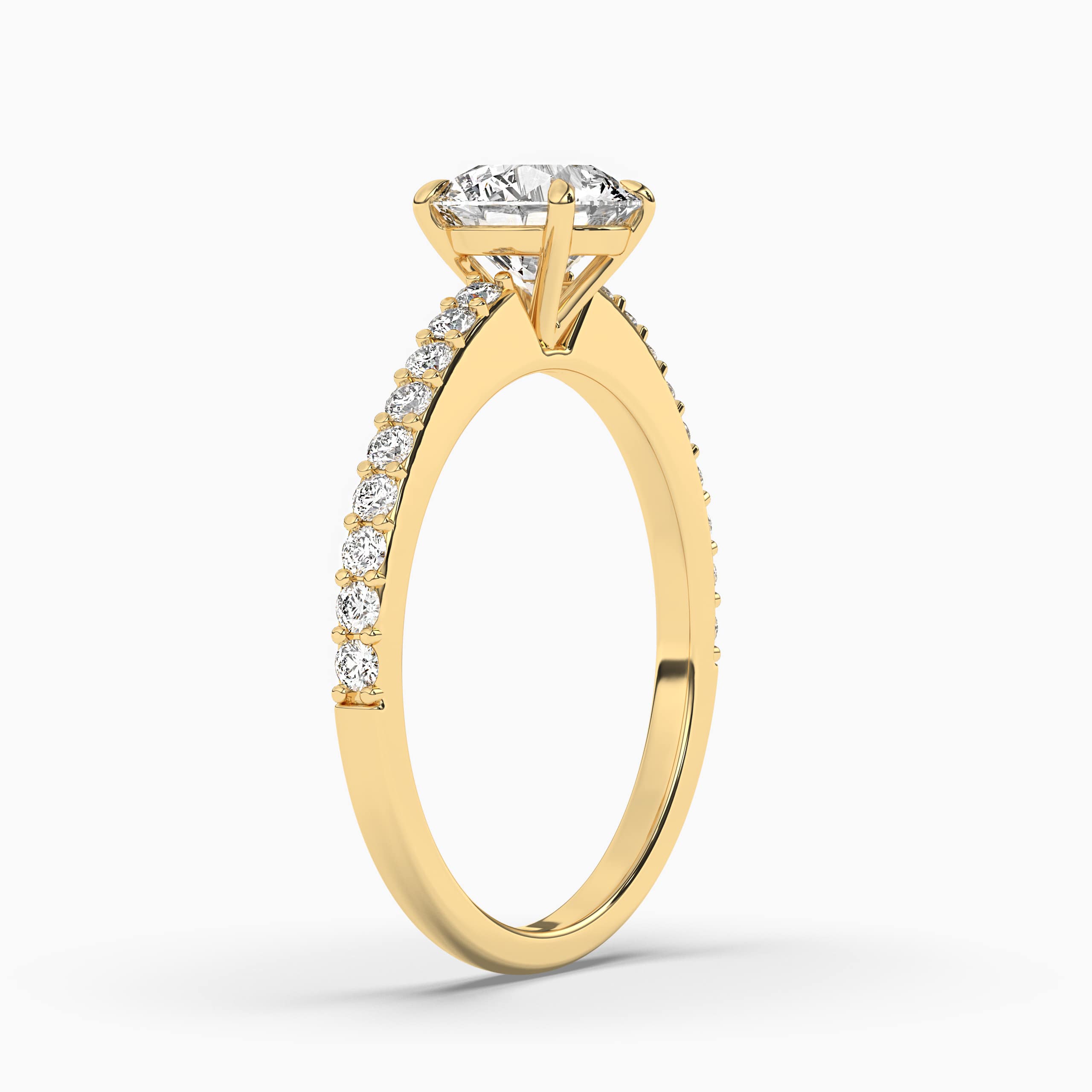 yellow gold side stones diamond ring 