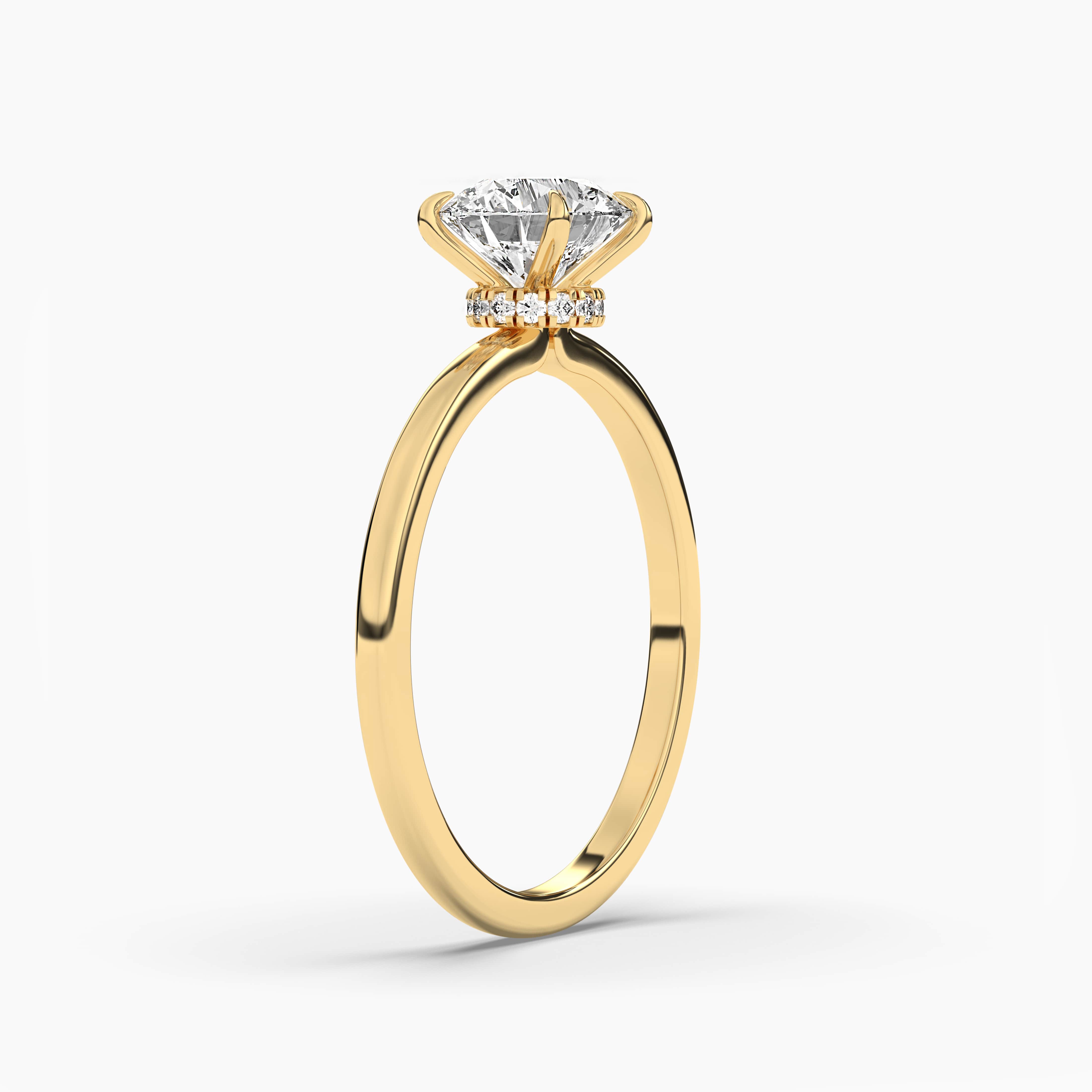 Yellow gold hidden halo ring