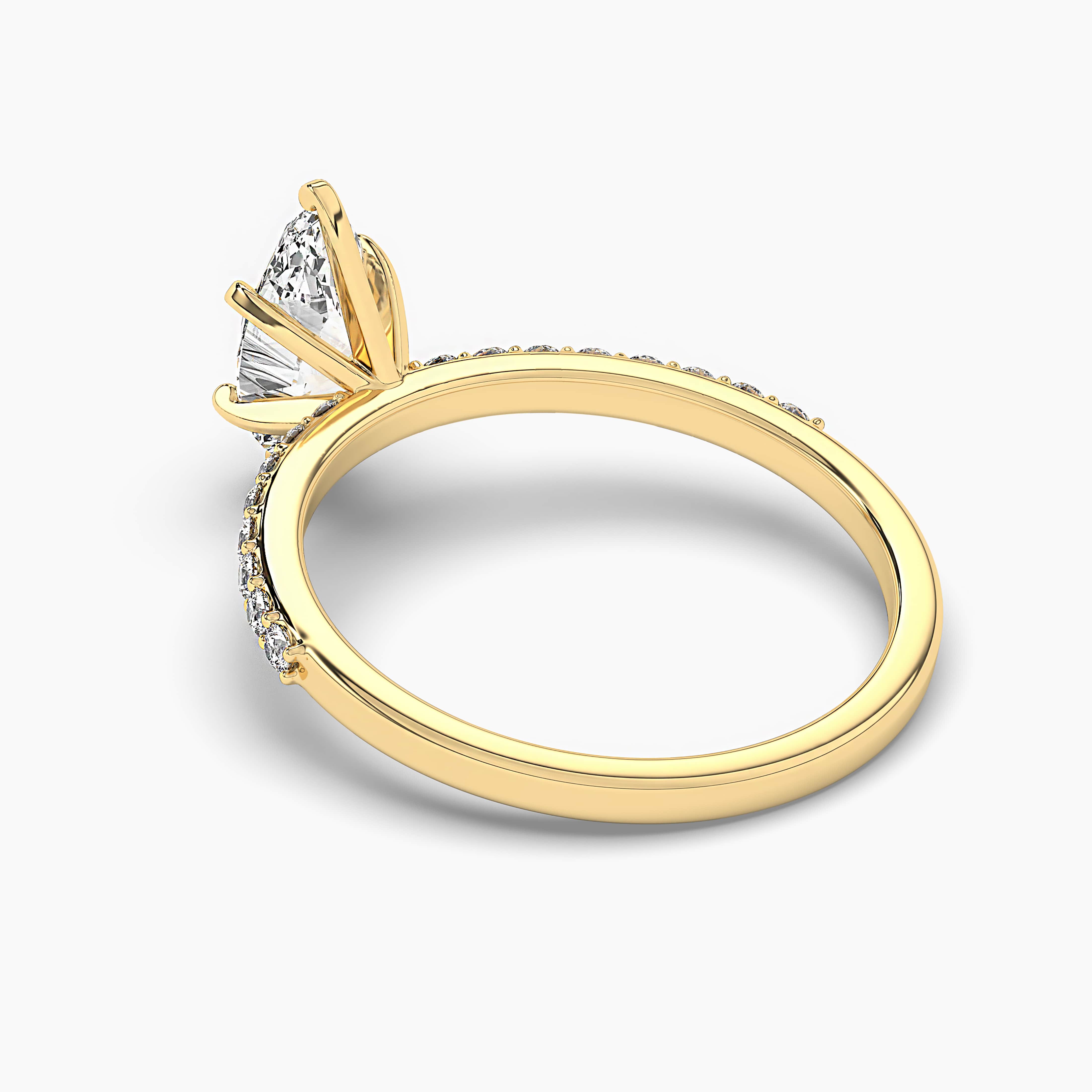 Marquise Cut Solitaire Diamond Split Shank Yellow Gold Ring
