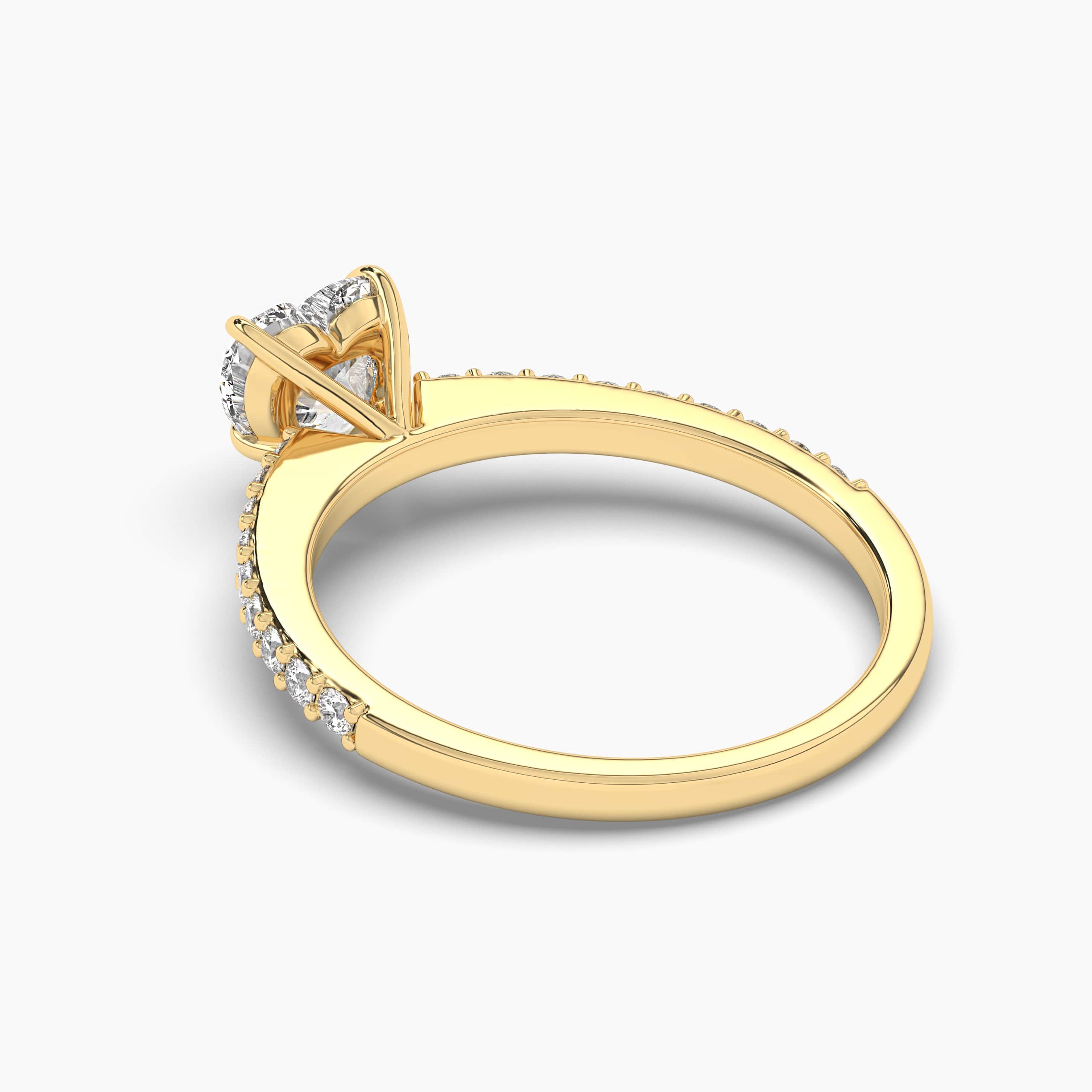 Moissanite diamond side stones ring yellow gold 